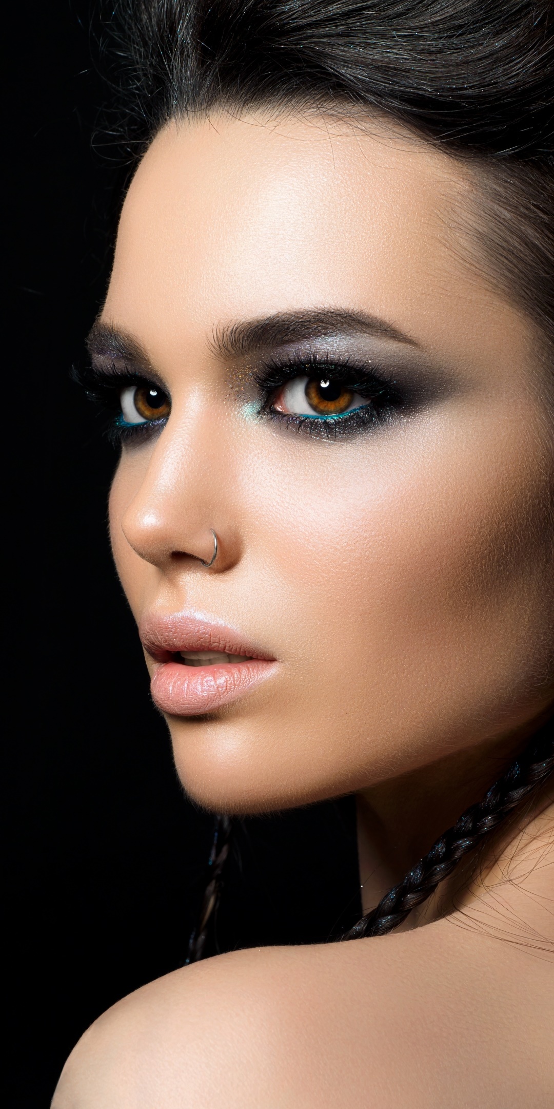Women Model, Black Hair, Brown Eyes, Face, 1080x2160, Phone HD Wallpaper