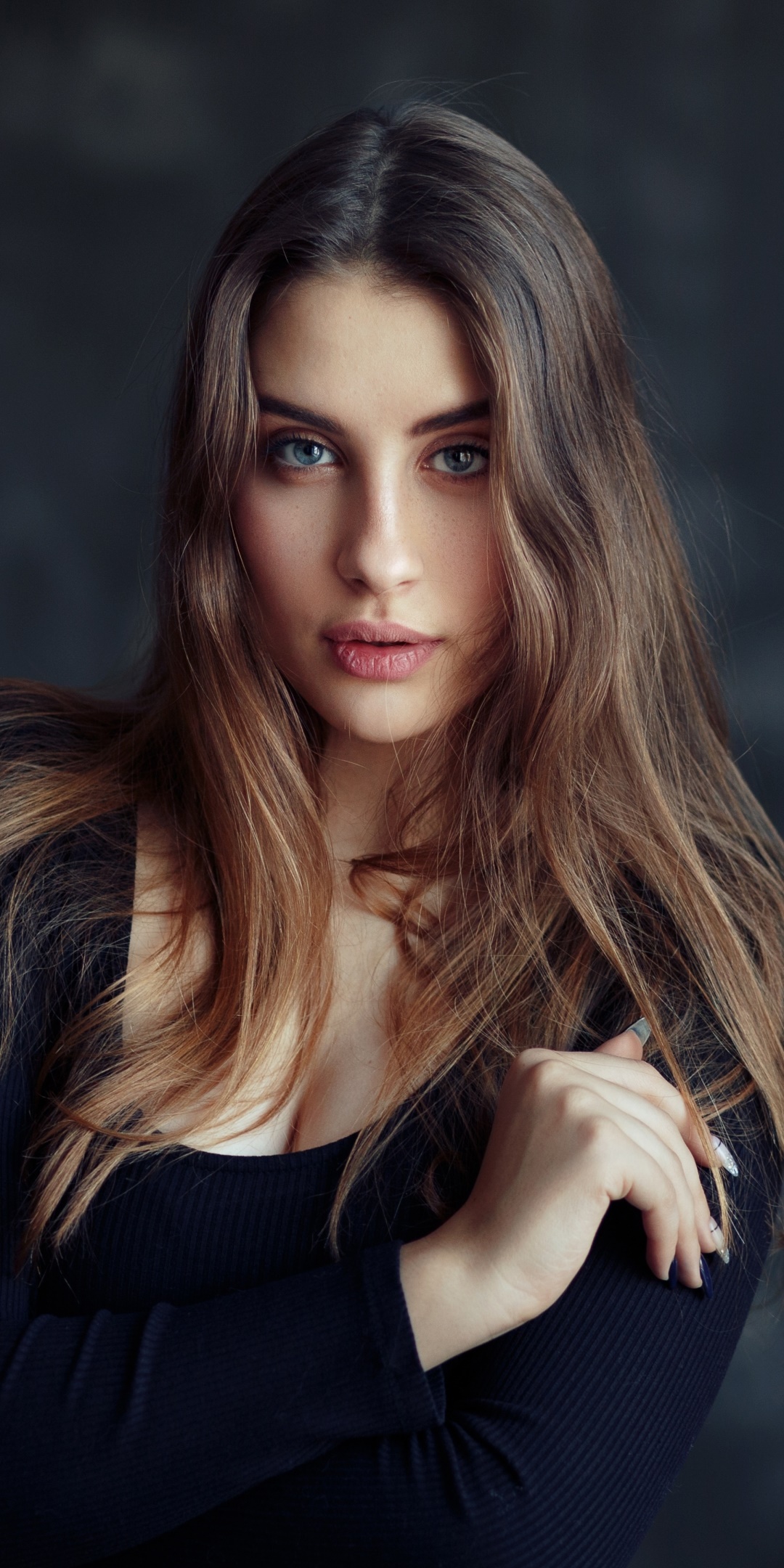 Women Model, Blue Eyes, Brunette, 1080x2160, Phone HD Wallpaper