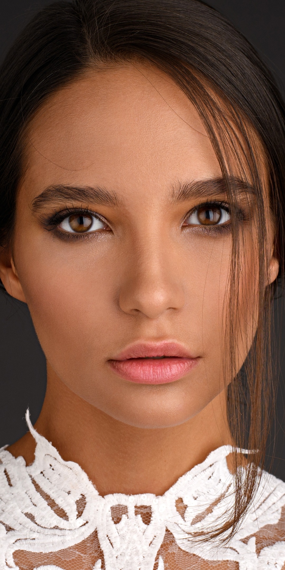 Women Model, Stare, Brown Eyes, Brunette, Face, 1080x2160, Phone HD Wallpaper