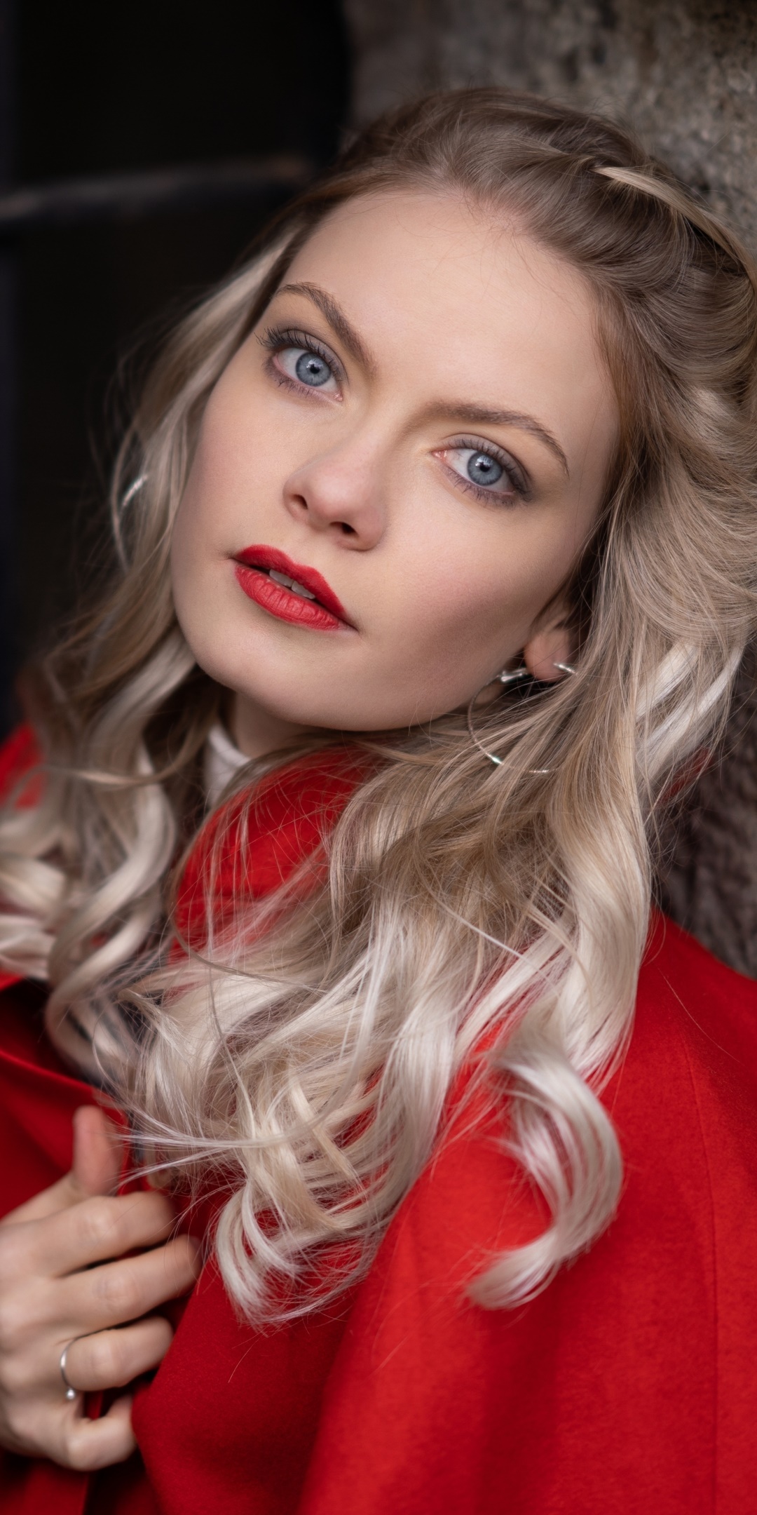 Women Model, Blue Eyes, Blonde, Lipstick, 1080x2160, Phone HD Wallpaper