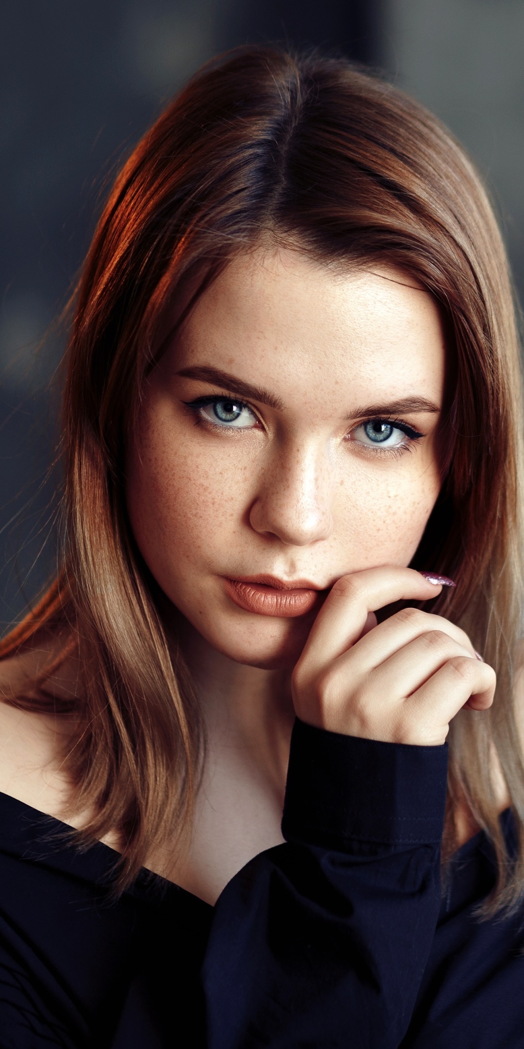 Women Model, Face, Blue Eyes, Brunette, 1080x2160, Phone HD Wallpaper