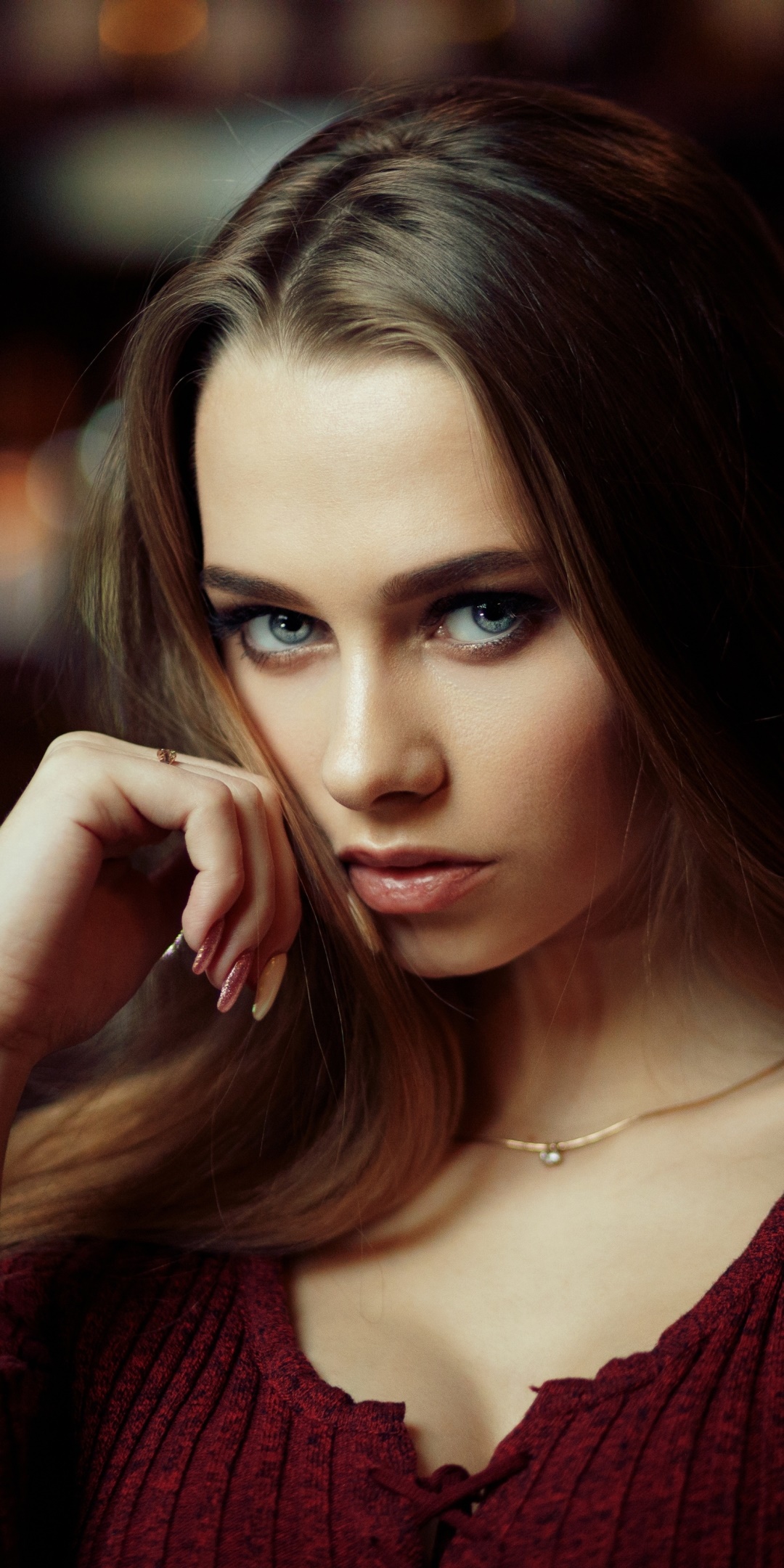 Women Model, Brunette, Blue Eyes, 1080x2160, Phone HD Wallpaper