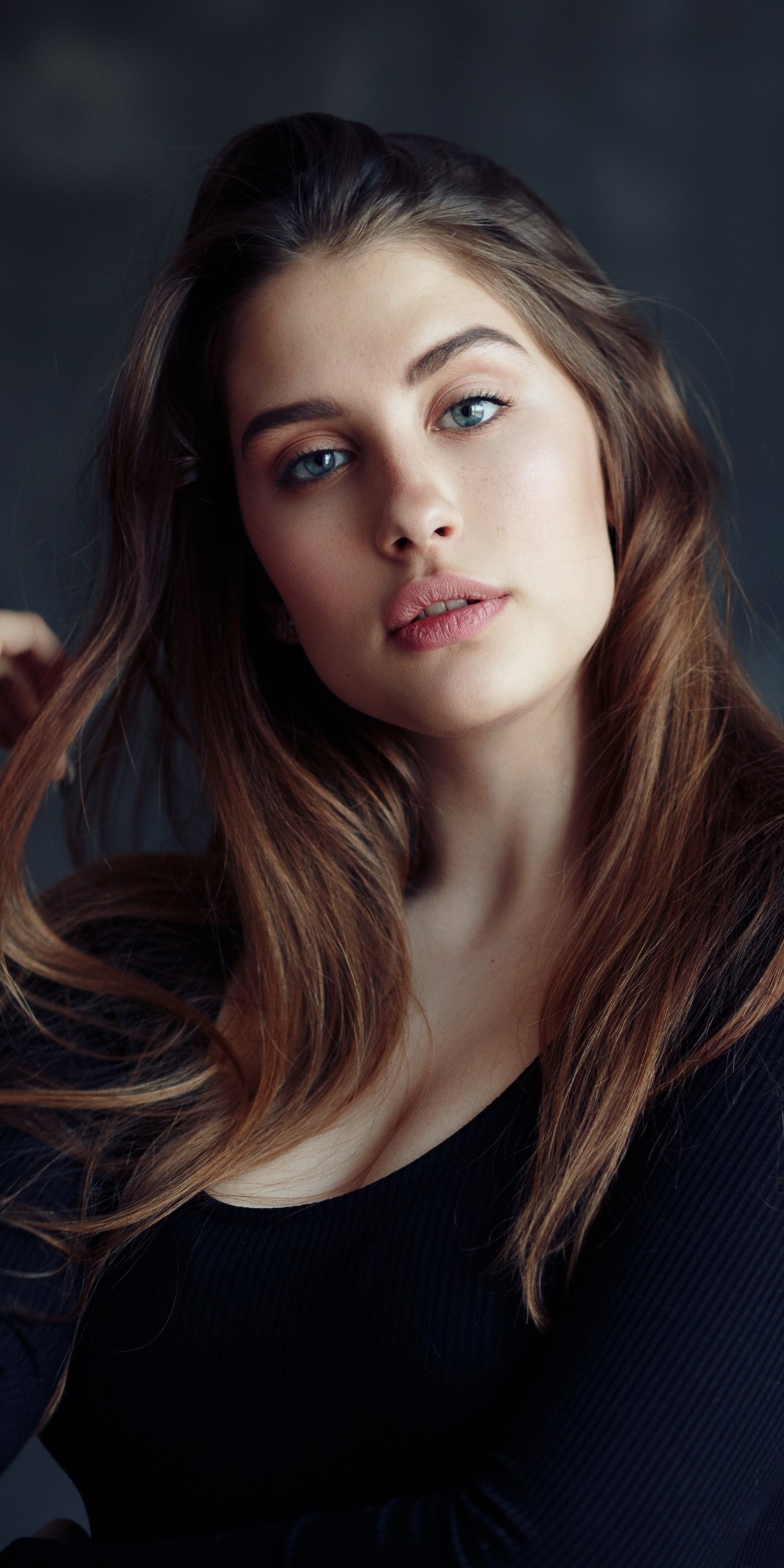 Women Model, Blue Eyes, Brunette, 1080x2160, Phone HD Wallpaper