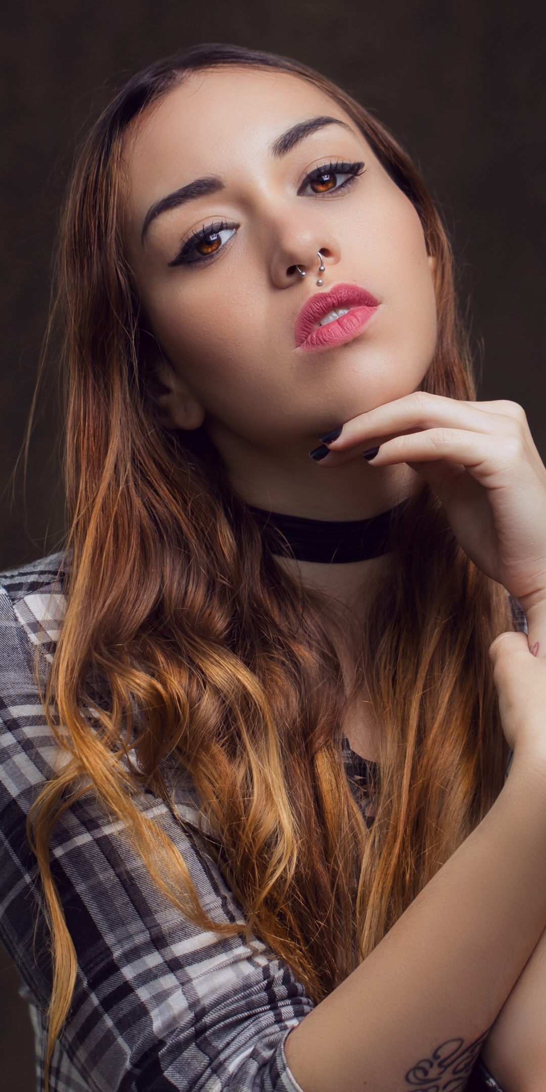 Women Model, Brown Eyes, Redhead, Lipstick, 1080x2160, Phone HD Wallpaper