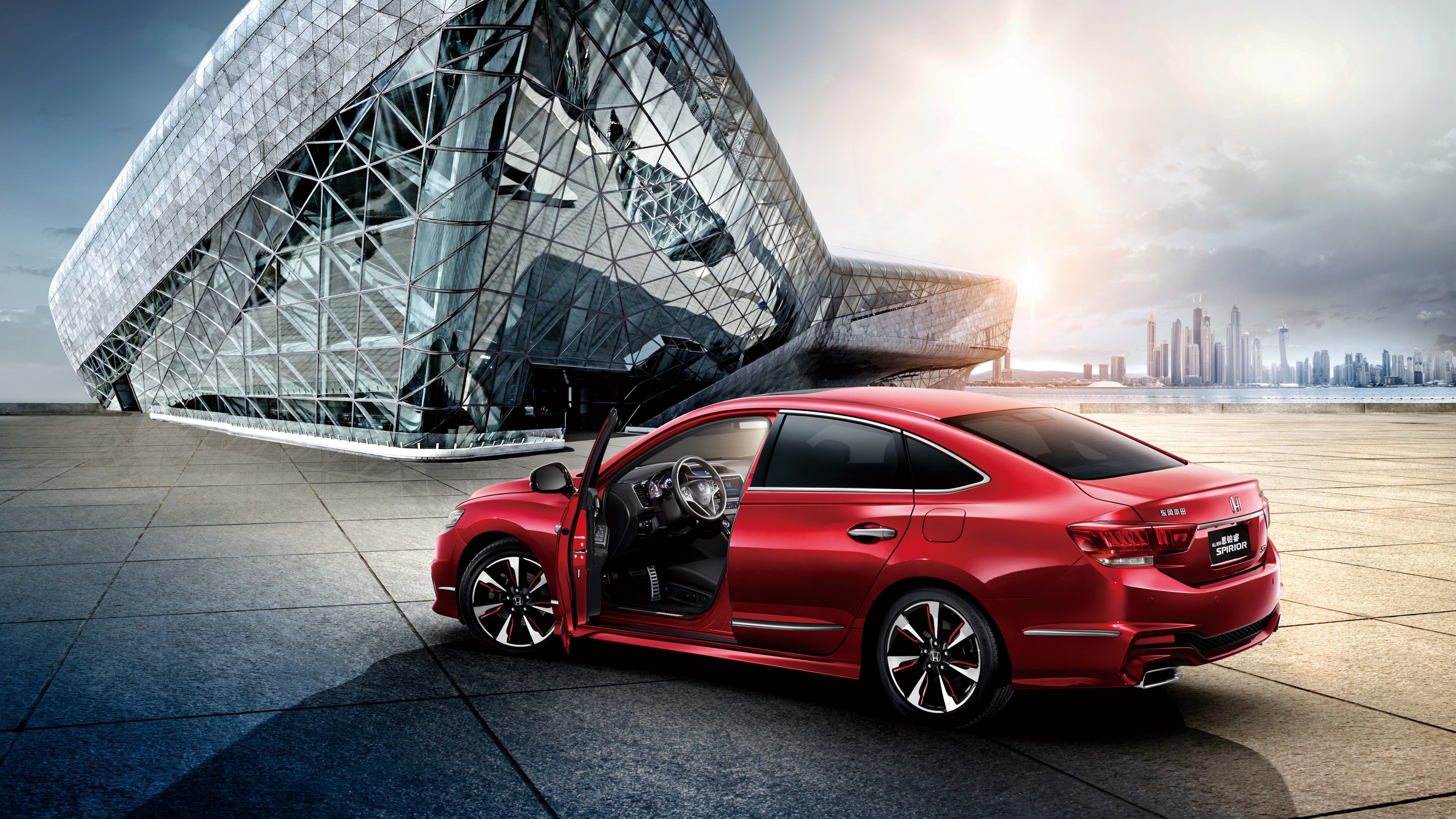 Honda Spirior Si, sedan, red, HD Wallpaper