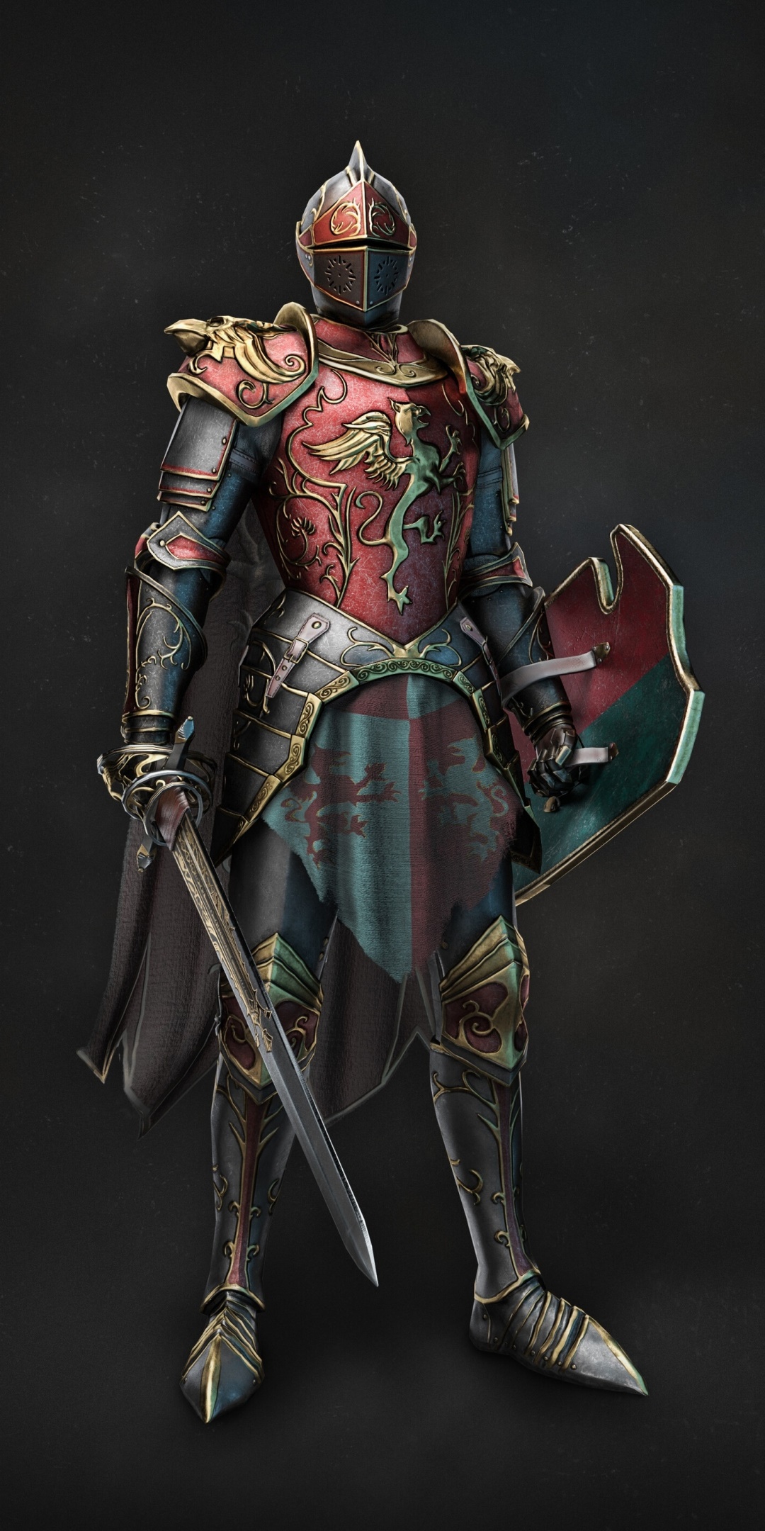 Fantasy Knight, Warrior, Sword, Shield, Armor, 1080x2160, Phone HD Wallpaper