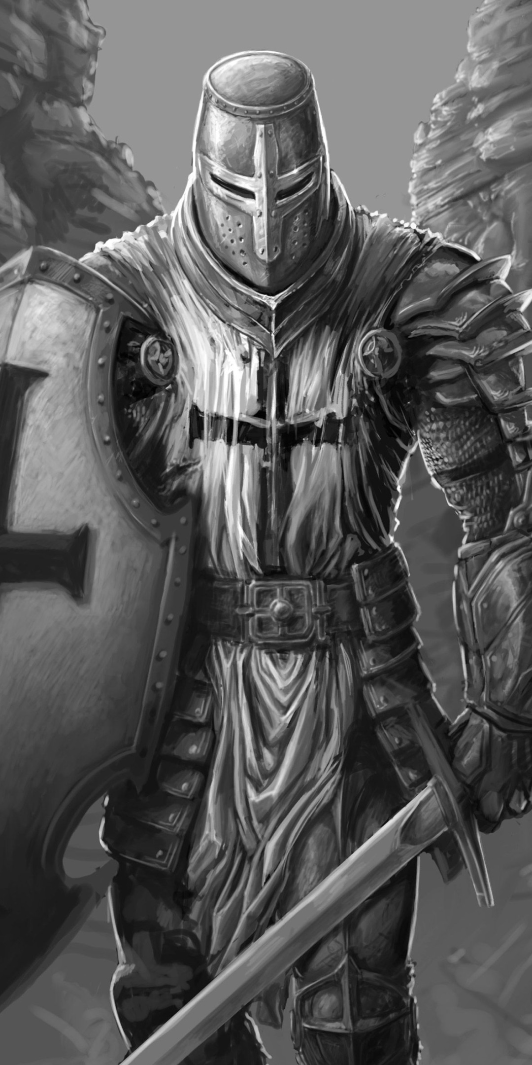 Fantasy Knight, Warrior, Shield, Sword, 1080x2160, Phone HD Wallpaper