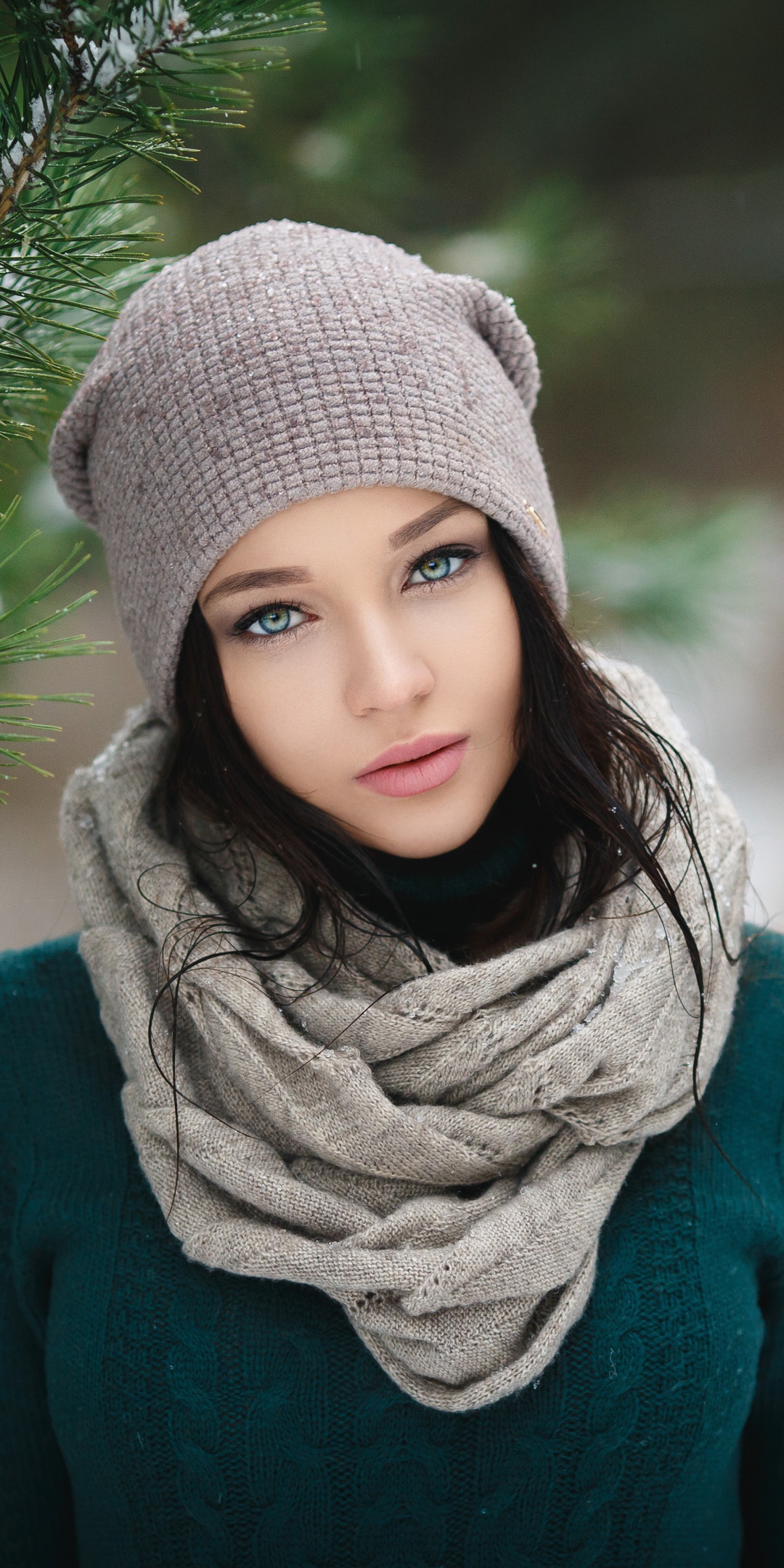 Women Angelina Petrova, Scarf, Hat, Model, 1080x2160, Phone HD Wallpaper