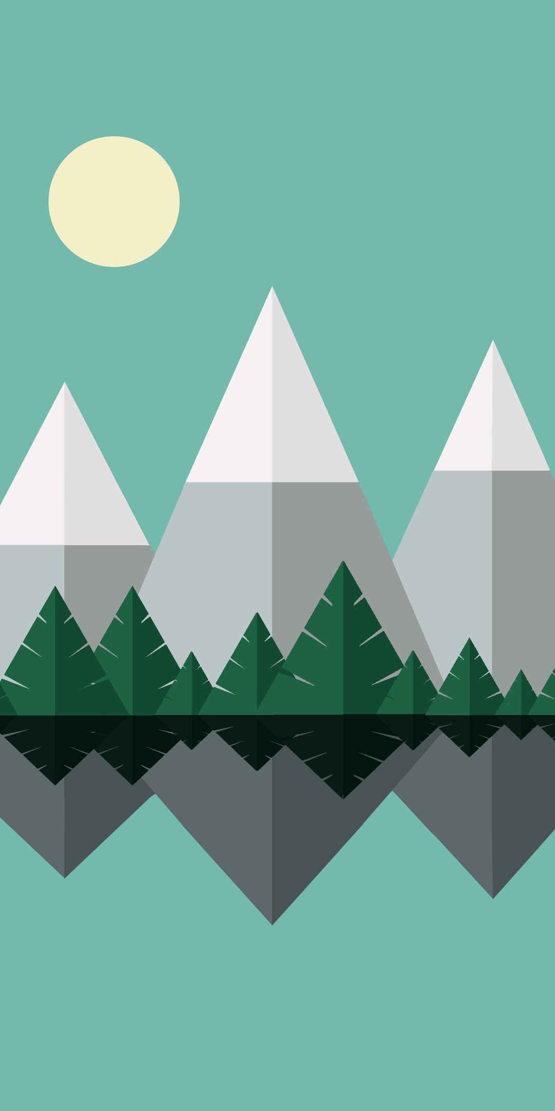 Artistic Minimalist, Mountain, Sun, Tree, 1080x2160, Phone HD Wallpaper