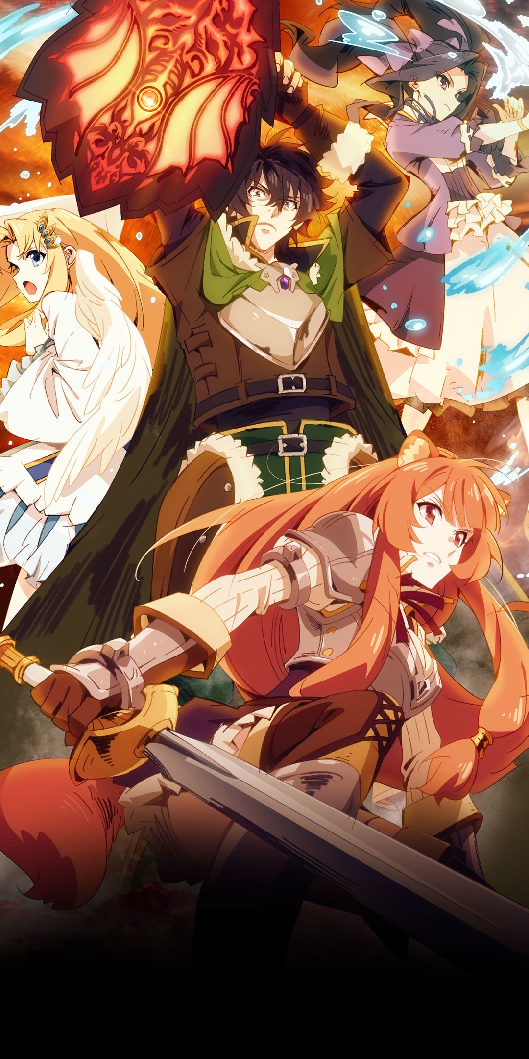 Anime The Rising of the Shield Hero, Tate No Yuusha No Nariagari, Naofumi Iwatani, Filo (The Rising Of The Shield Hero), Melty Q Melromarc, Raphtalia (The Rising Of The Shield Hero), 1080x2160, Phone HD Wallpaper