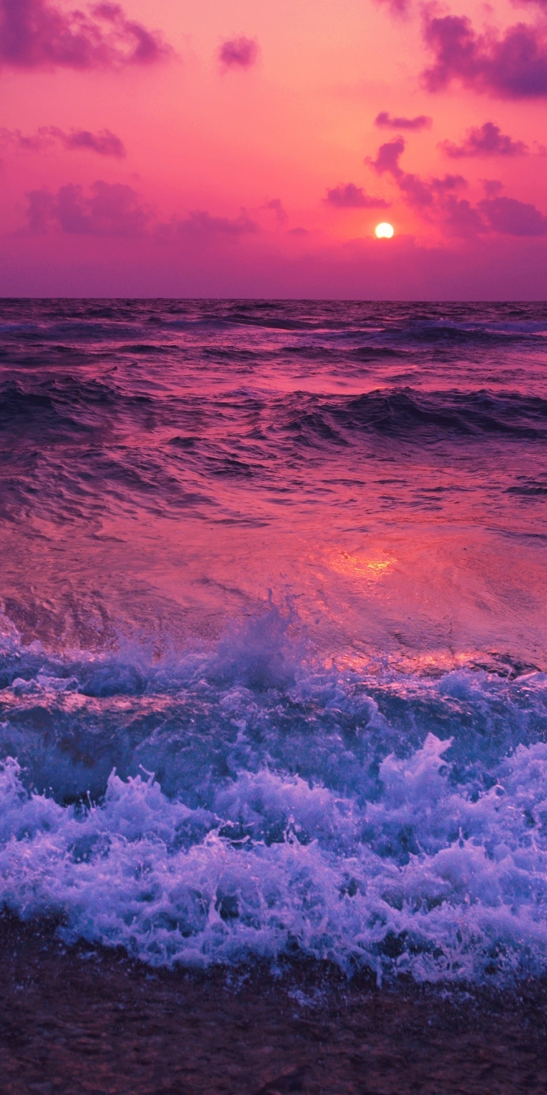 Earth Sunset, Ocean, Purple, Seascape, 1080x2160, Phone HD Wallpaper