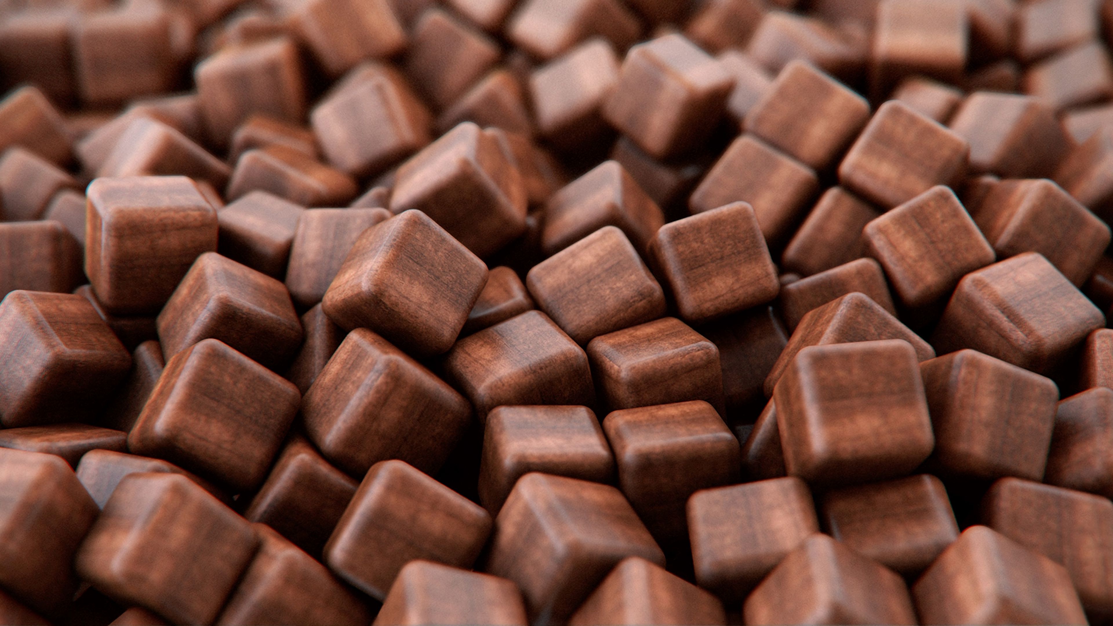 cubes, wood, 3d, brown, 4k, HD Wallpaper
