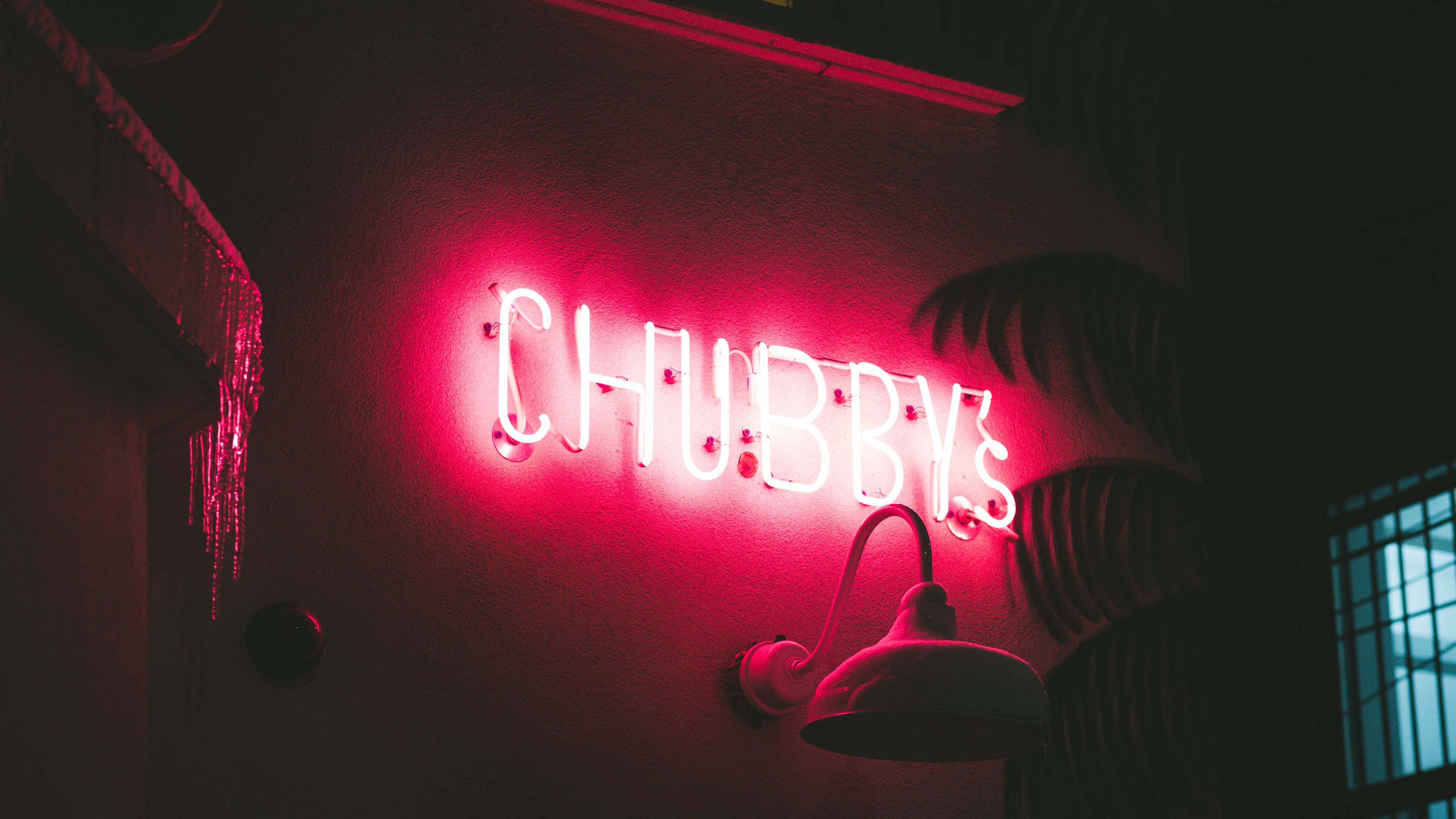 neon, text, sign, light, red, 4k, HD Wallpaper