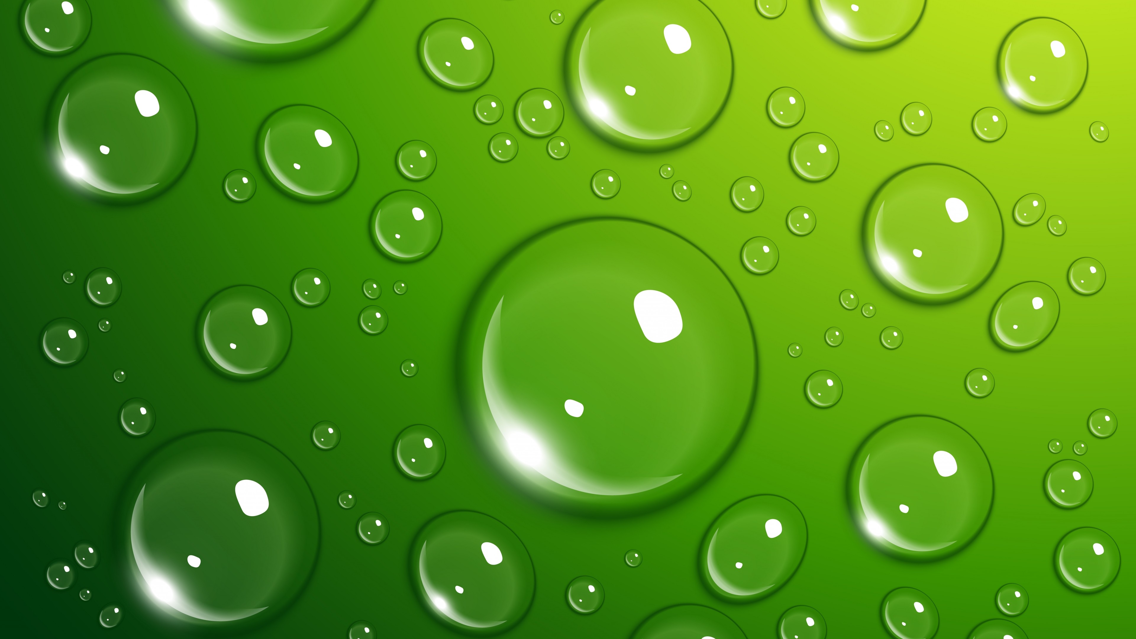 drops, 4k, green, water, HD Wallpaper