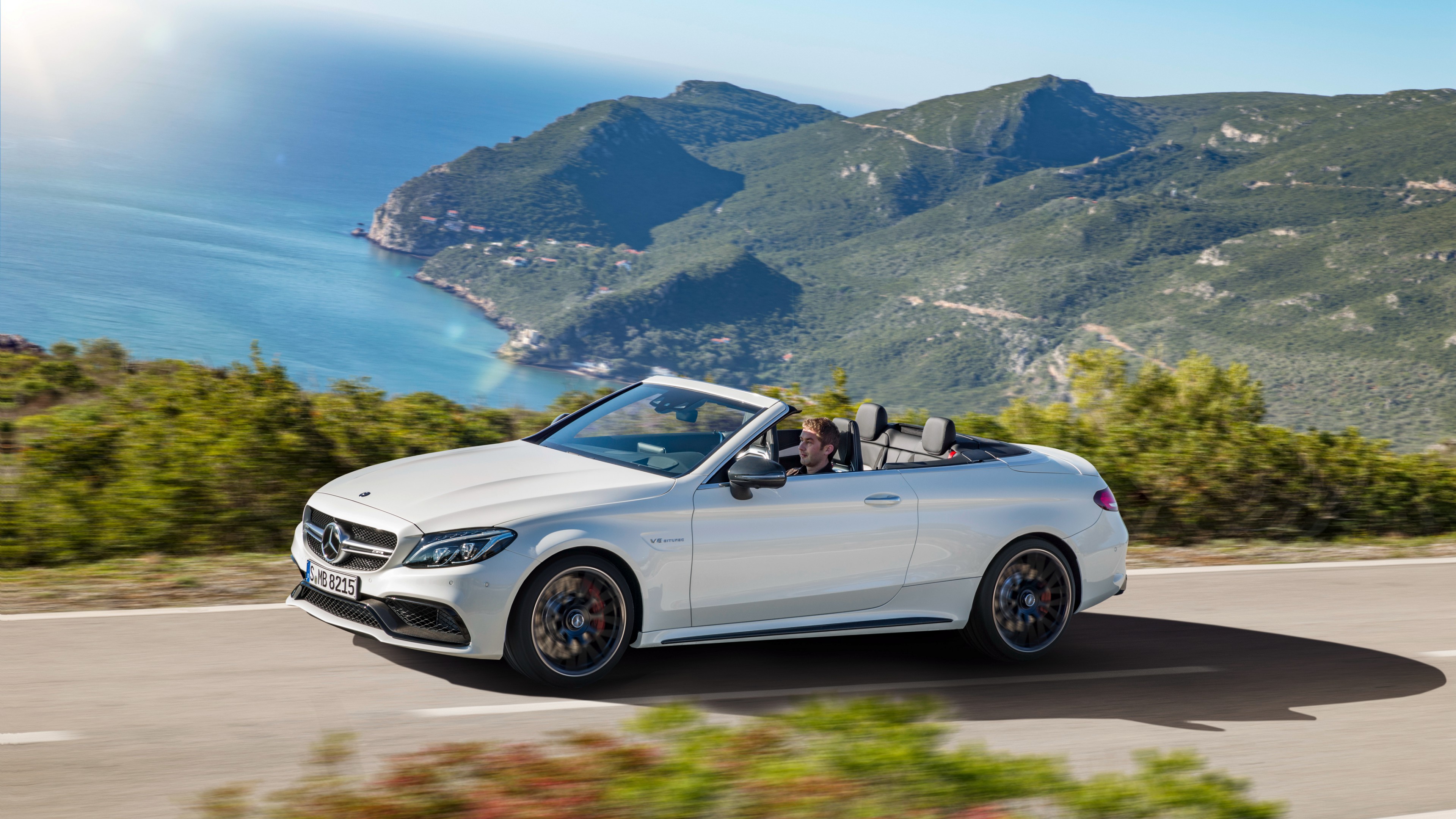 Mercedes Amg C 63 S, cabriolet, NYIAS 2016, white, HD Wallpaper