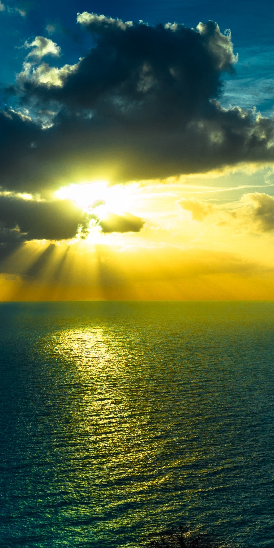 Earth Sunset, Cloud, Sea, Sunbeam, Ocean, 1080x2160, Phone HD Wallpaper