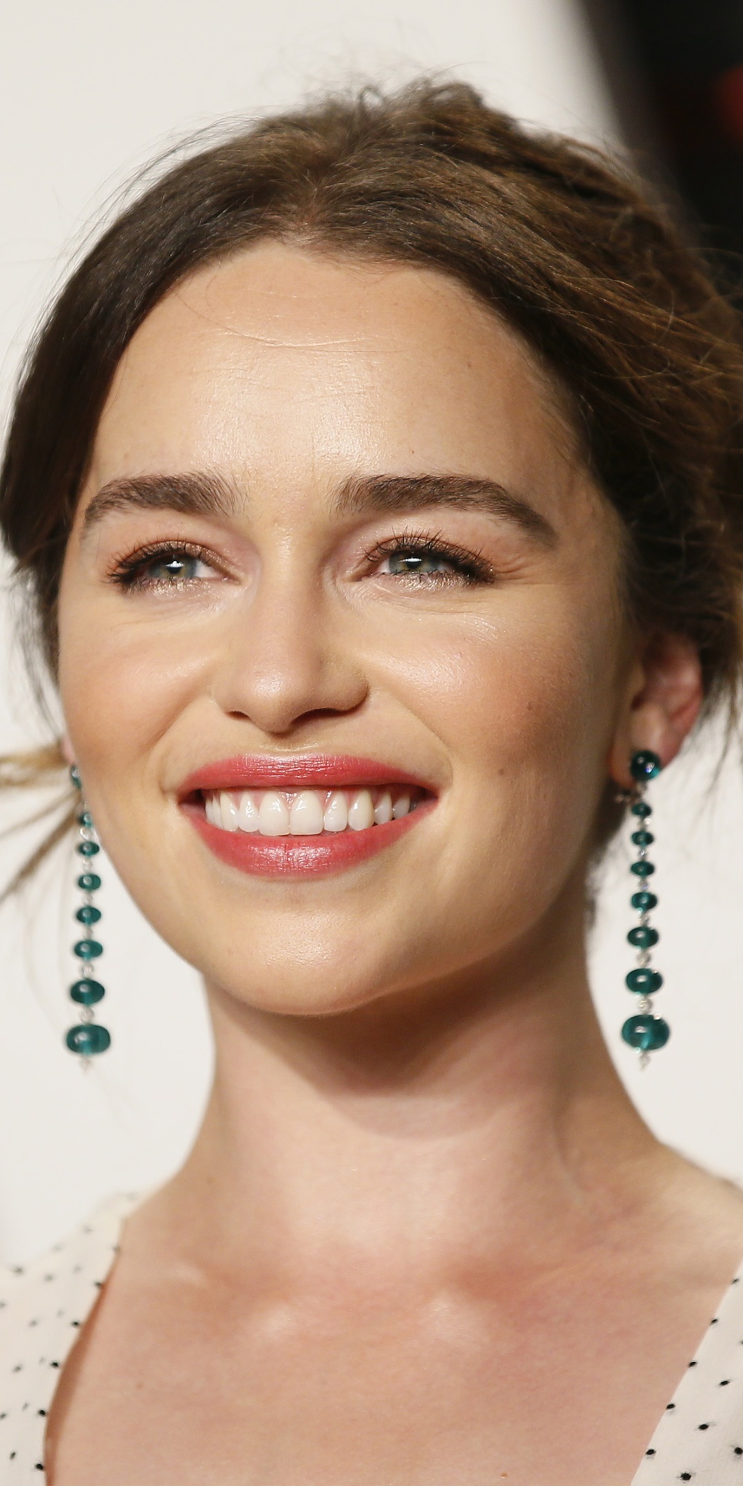 Celebrity Emilia Clarke, Brunette, English, Face, Earrings, Smile, 1080x2160, Phone HD Wallpaper