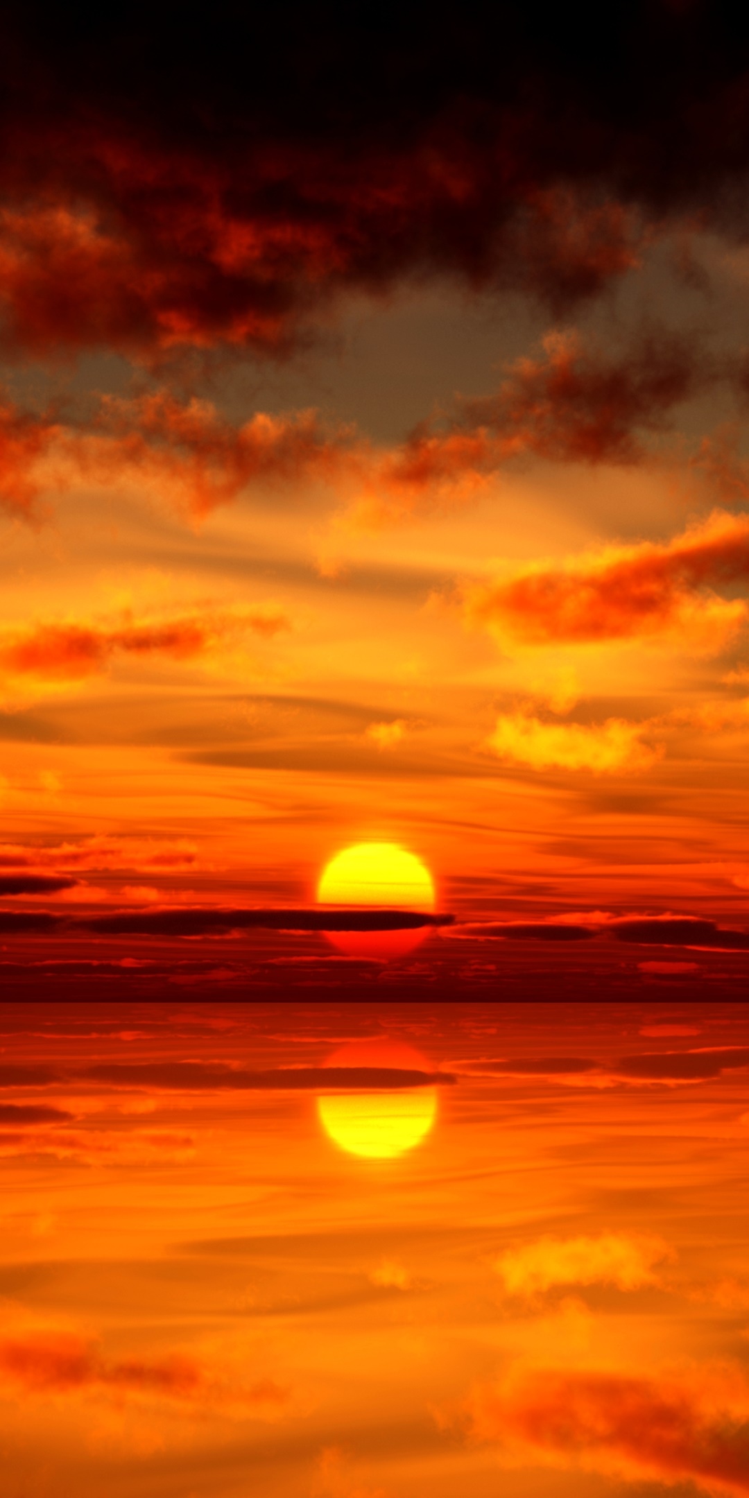 Earth Sunset, Reflection, Water, Sun, Orange (Color), 1080x2160, Phone HD Wallpaper