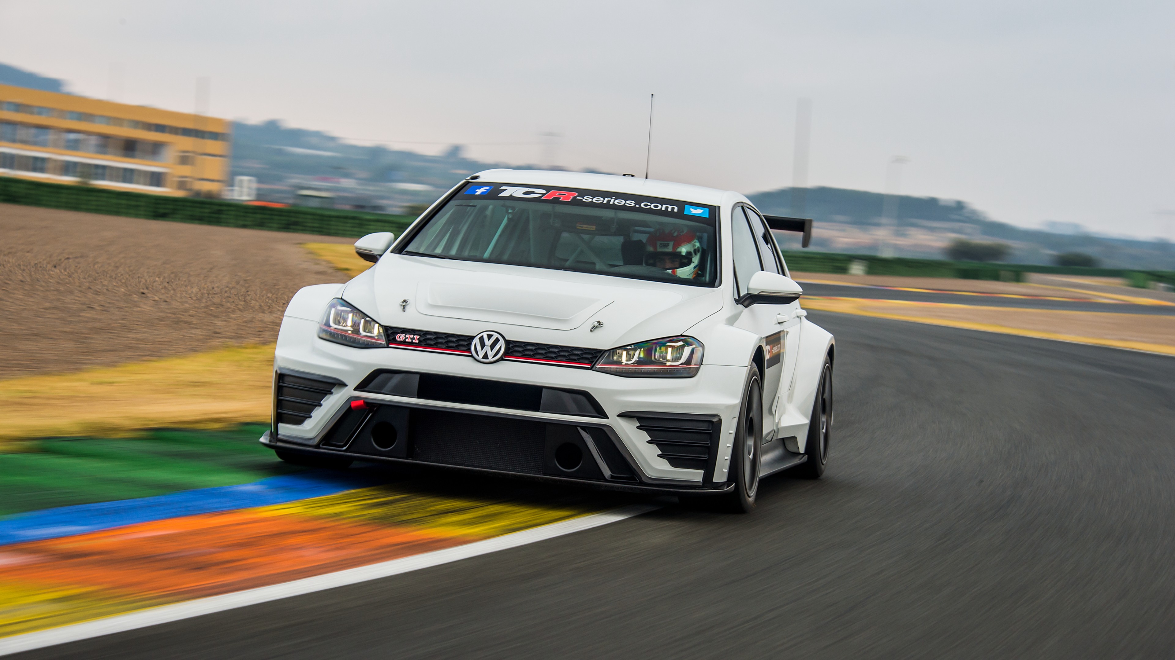 Volkswagen Golf GTI TCR, race car, white, HD Wallpaper