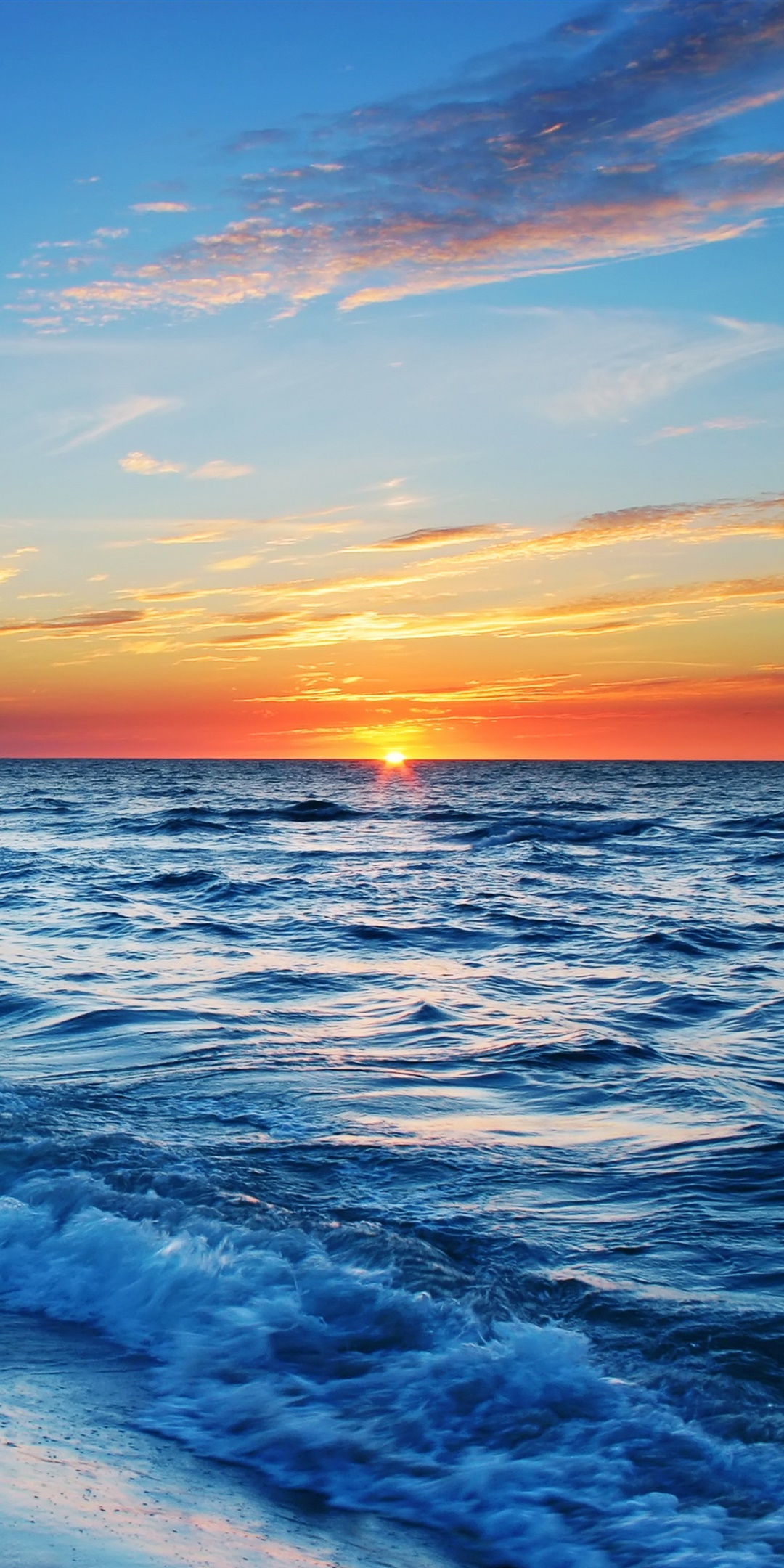 Earth Sunset, Wave, Nature, Sky, Ocean, 1080x2160, Phone HD Wallpaper