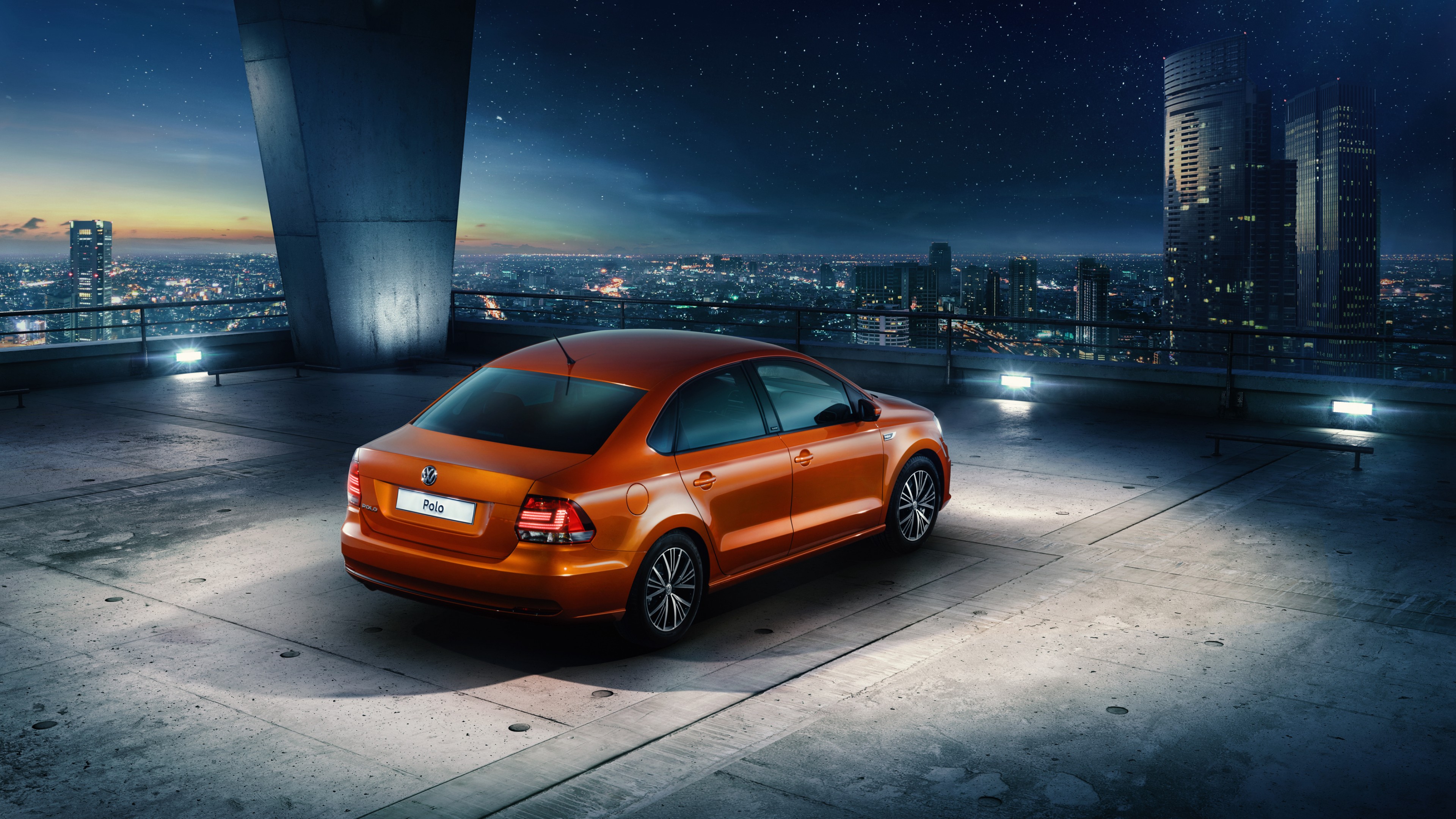 Volkswagen Polo Allstar, Sedan, orange, HD Wallpaper