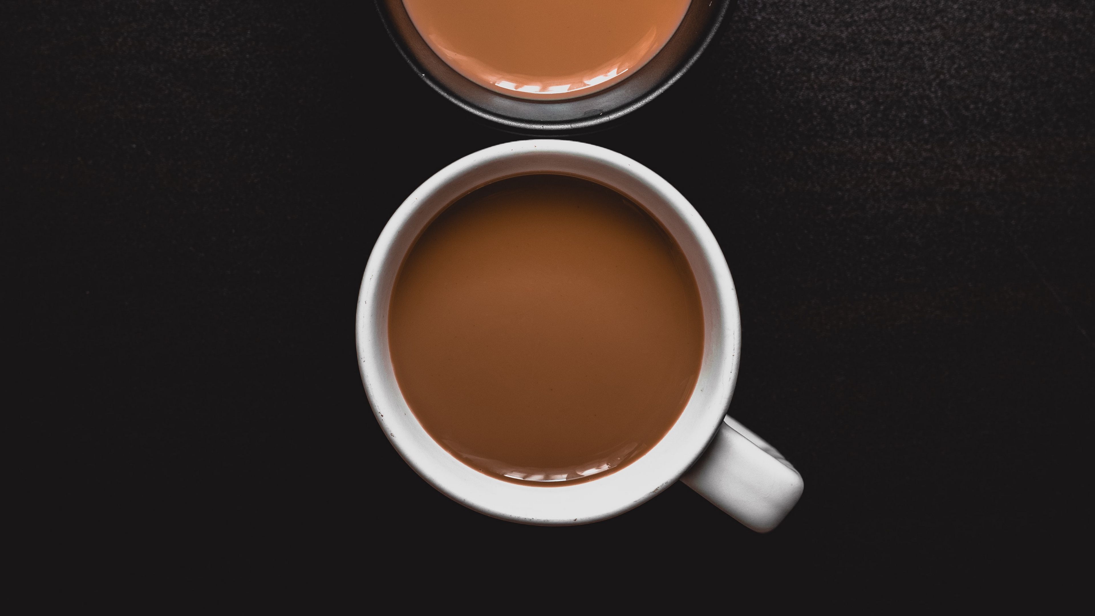 coffee, cups, white, black, dark, 4k, HD Wallpaper