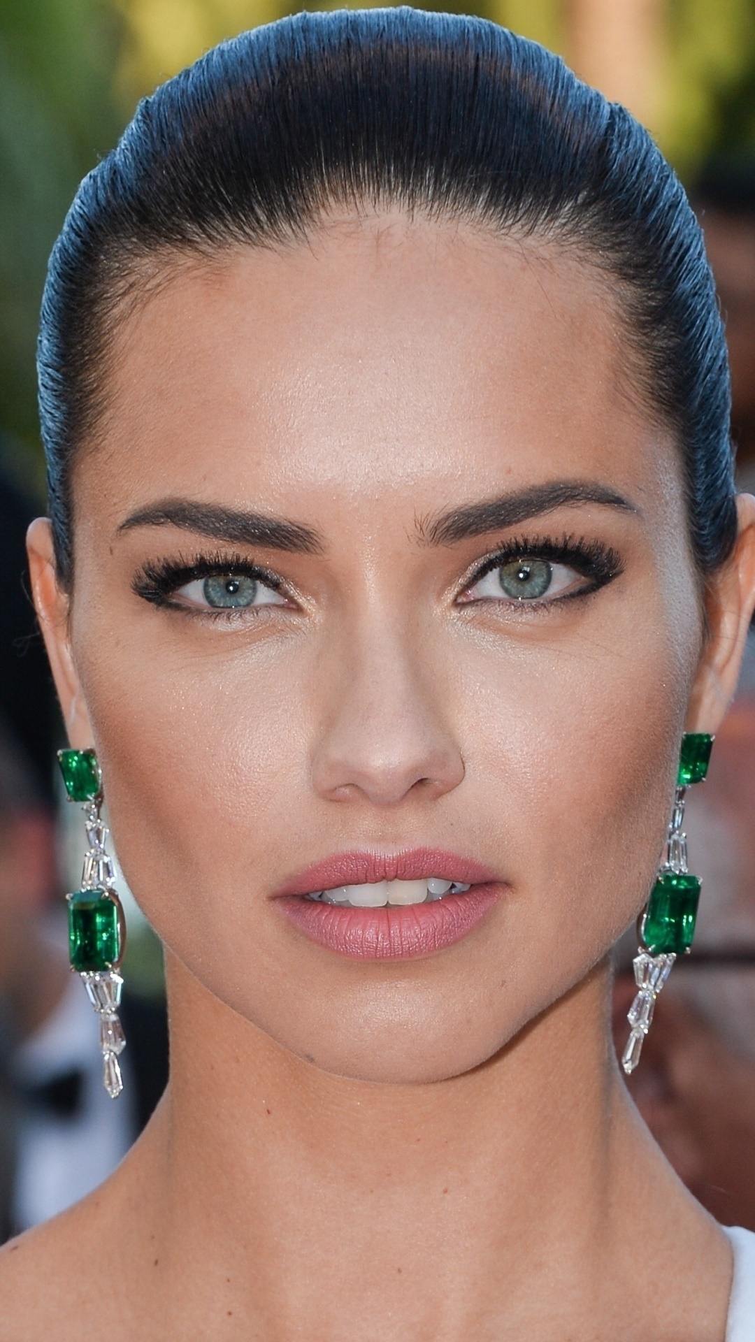 Celebrity Adriana Lima, Model, Face, Blue Eyes, Brazilian, Earrings, 1080x1920, Phone HD Wallpaper