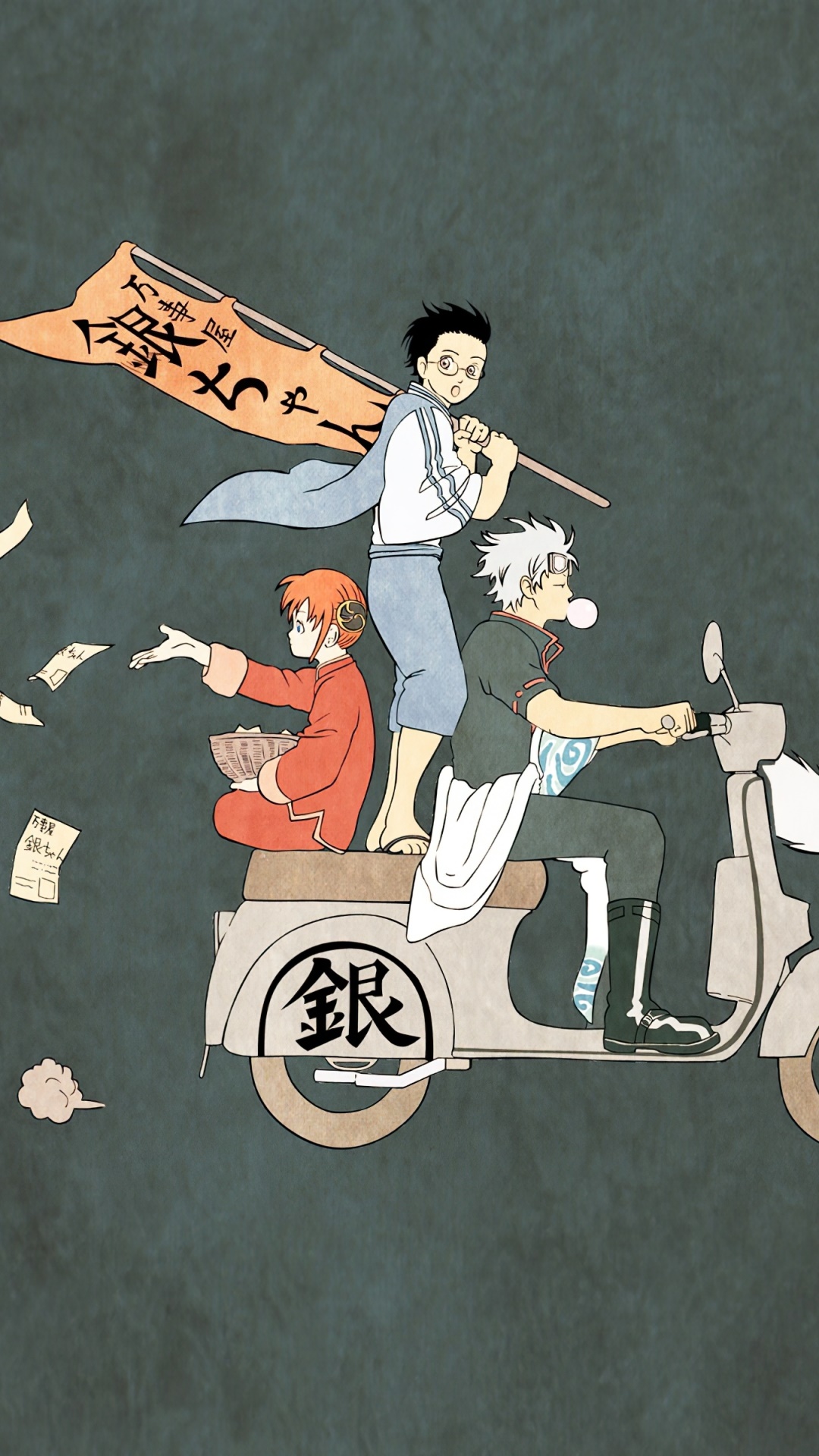 Anime Gintama, Shimura Shinpachi, Gintoki Sakata, Kagura (Gintama), 1080x1920, Phone HD Wallpaper