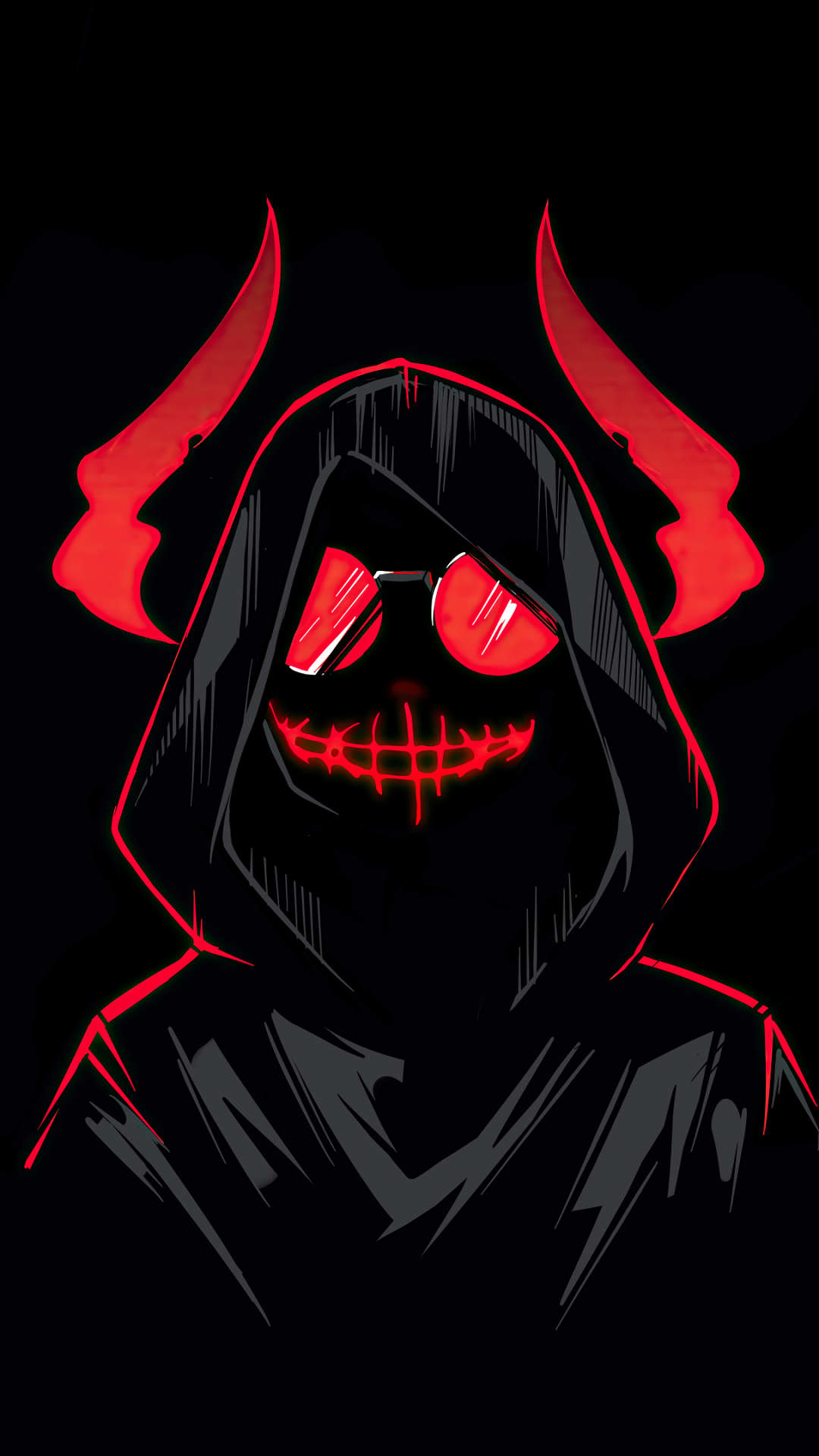 Dark Demon, Horns, Hood, Minimalist, 1080x1920, Phone HD Wallpaper