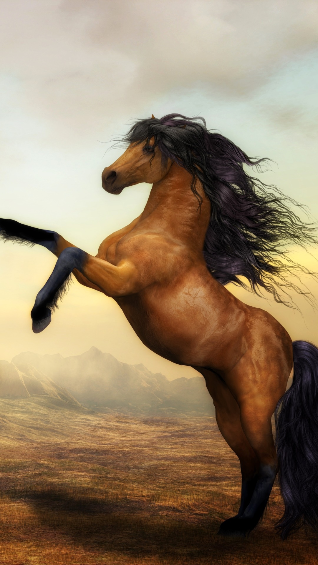 Animal Horse, Arabian Horse, Painting, 1080x1920, Phone HD Wallpaper