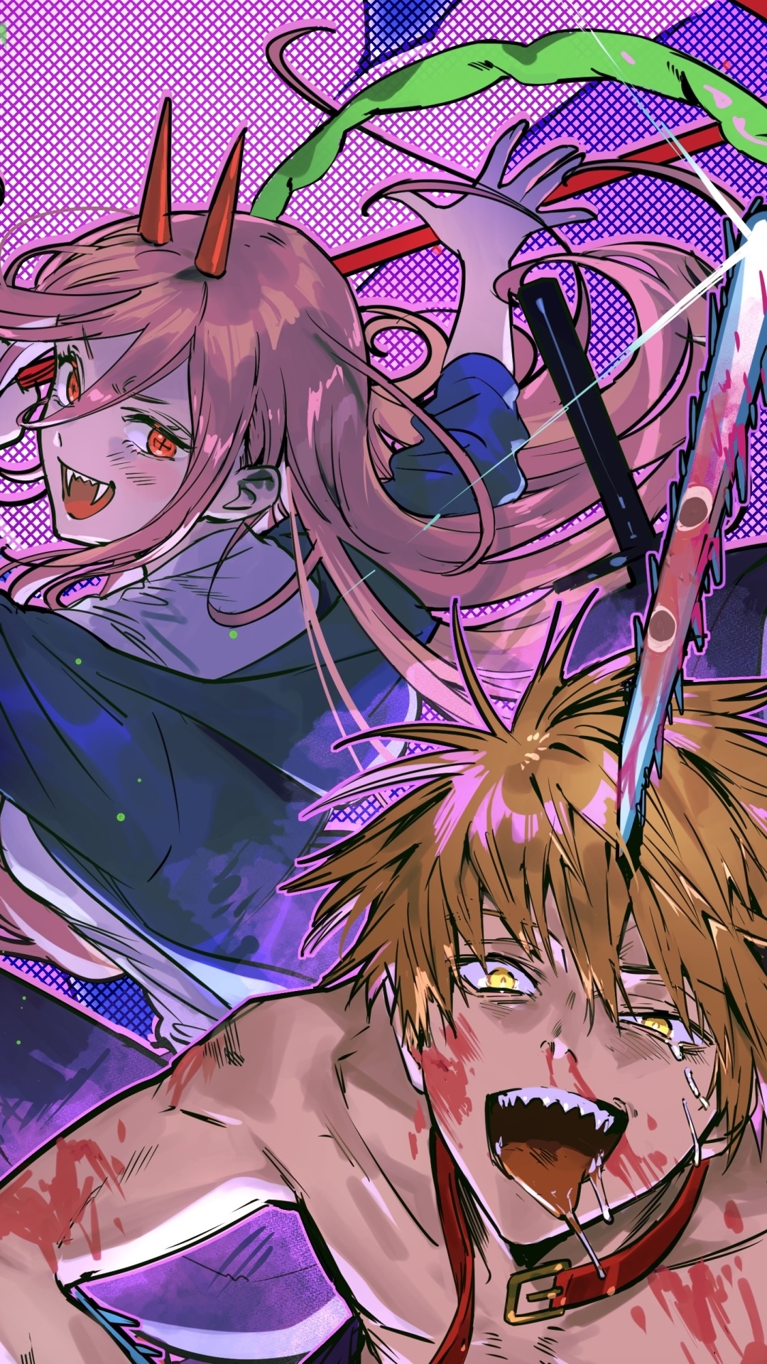 Anime Chainsaw Man, Power (Chainsaw Man), Denji (Chainsaw Man), 1080x1920, Phone HD Wallpaper
