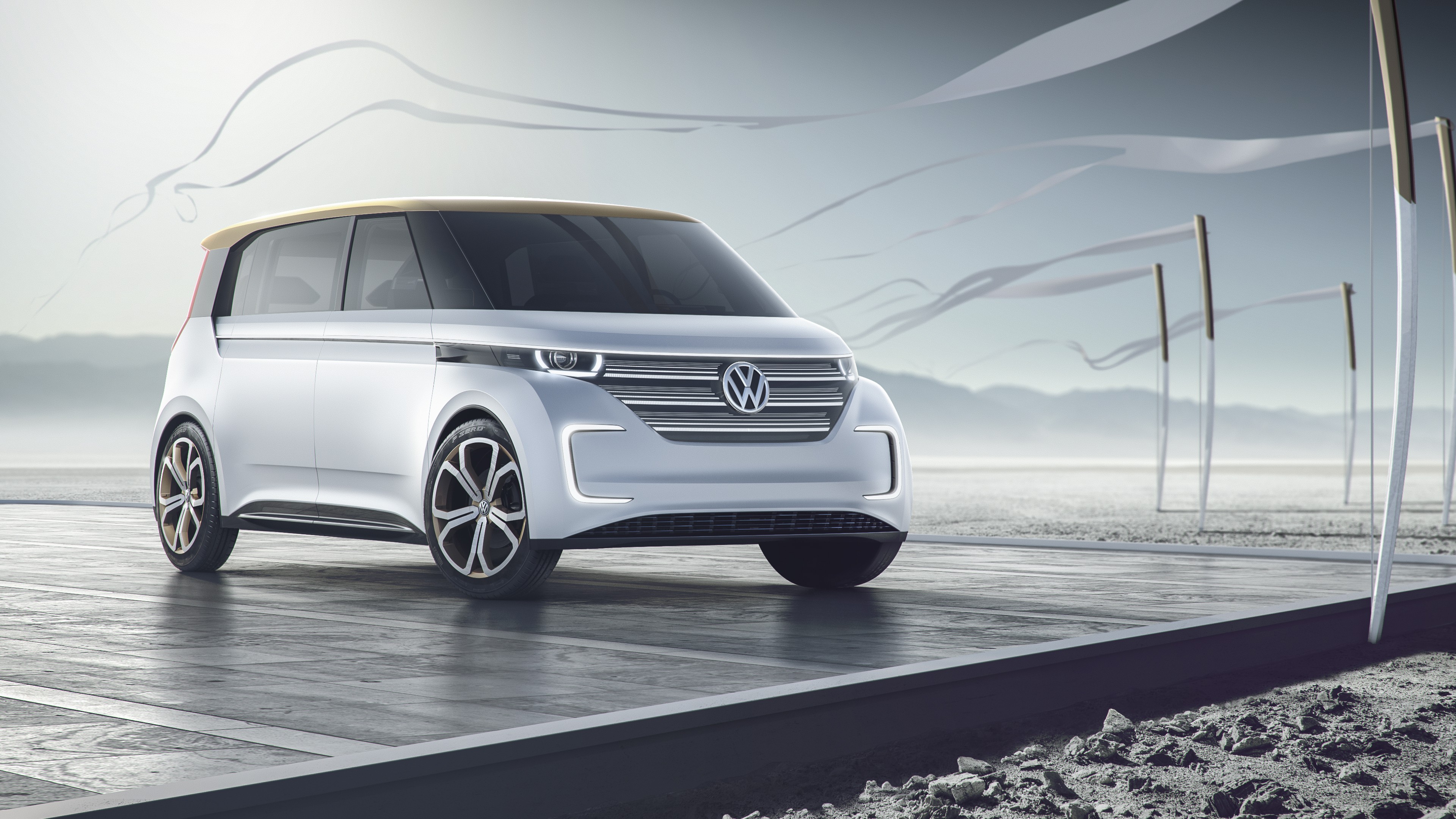 Volkswagen BUDD-e, CES 2016, electric microbus, silver, HD Wallpaper