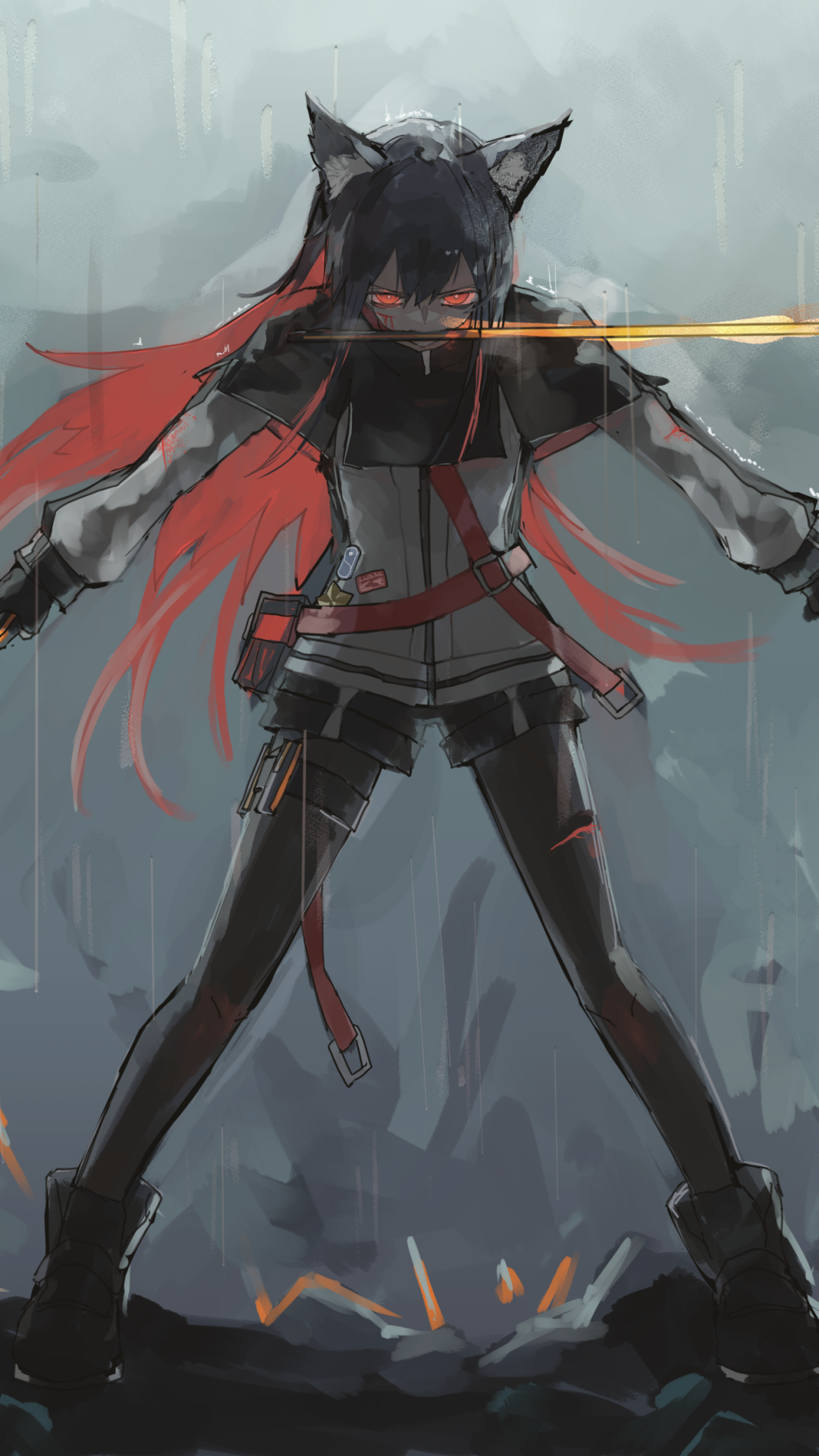 Video Game Arknights, Red Eyes, Texas (Arknights), Animal Ears, 1080x1920, Phone HD Wallpaper
