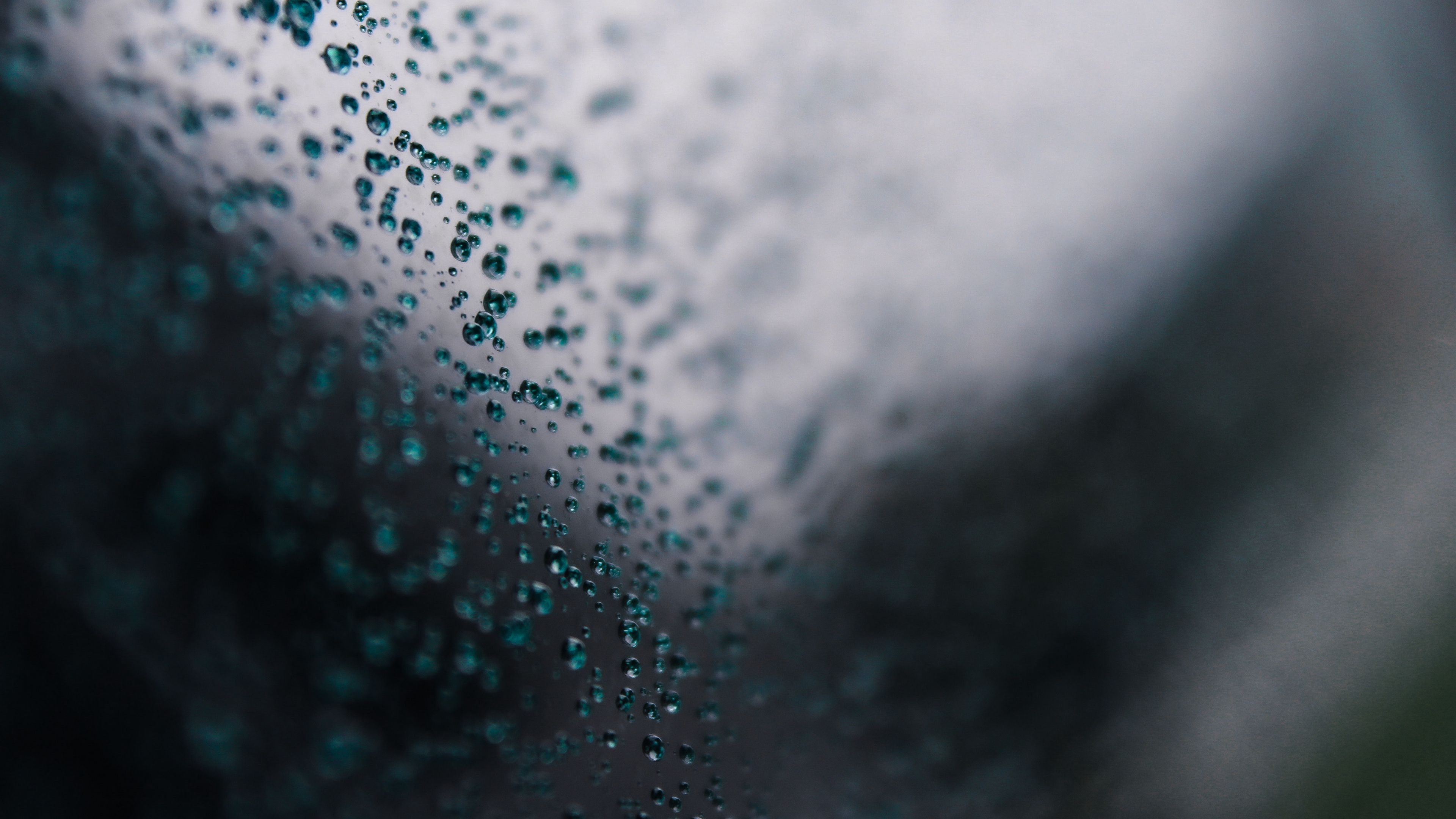 drops, water, glass, macro, surface, 4k, HD Wallpaper