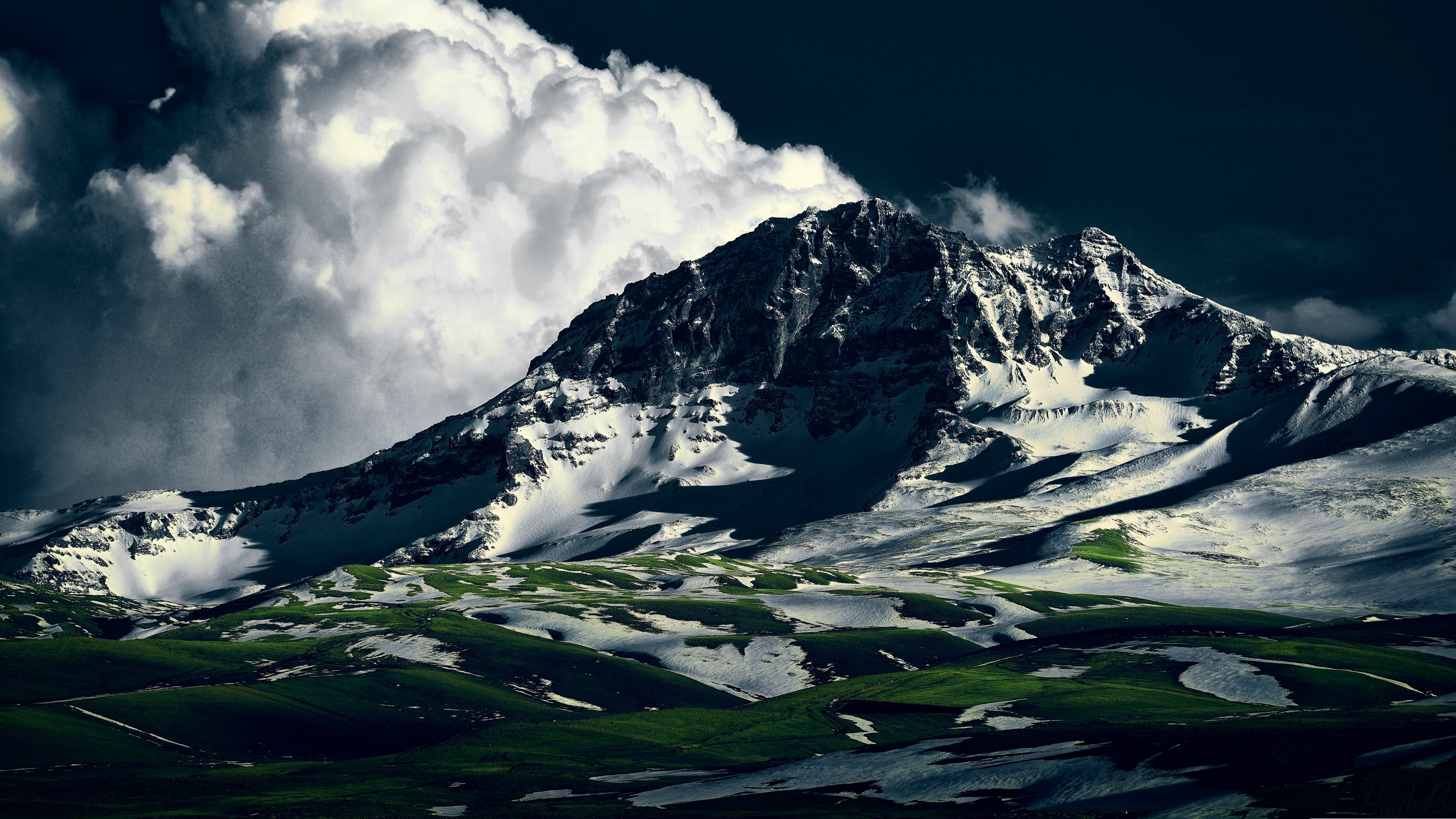 Aragats, 4K, Armenia, mountains, clouds, HD Wallpaper