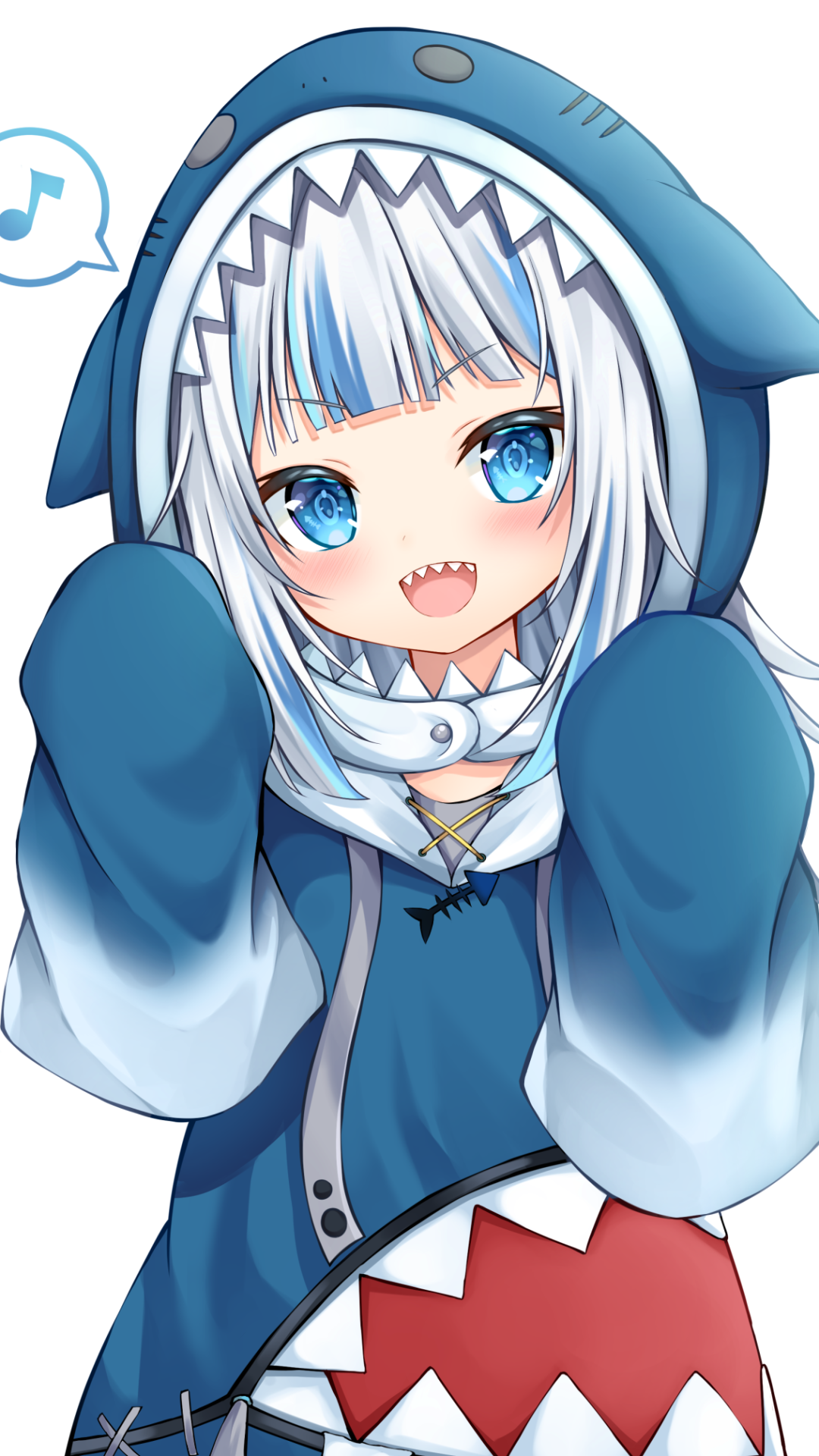Anime Virtual Youtuber, Gawr Gura, White Hair, Blue Eyes, Hololive, 1080x1920, Phone HD Wallpaper
