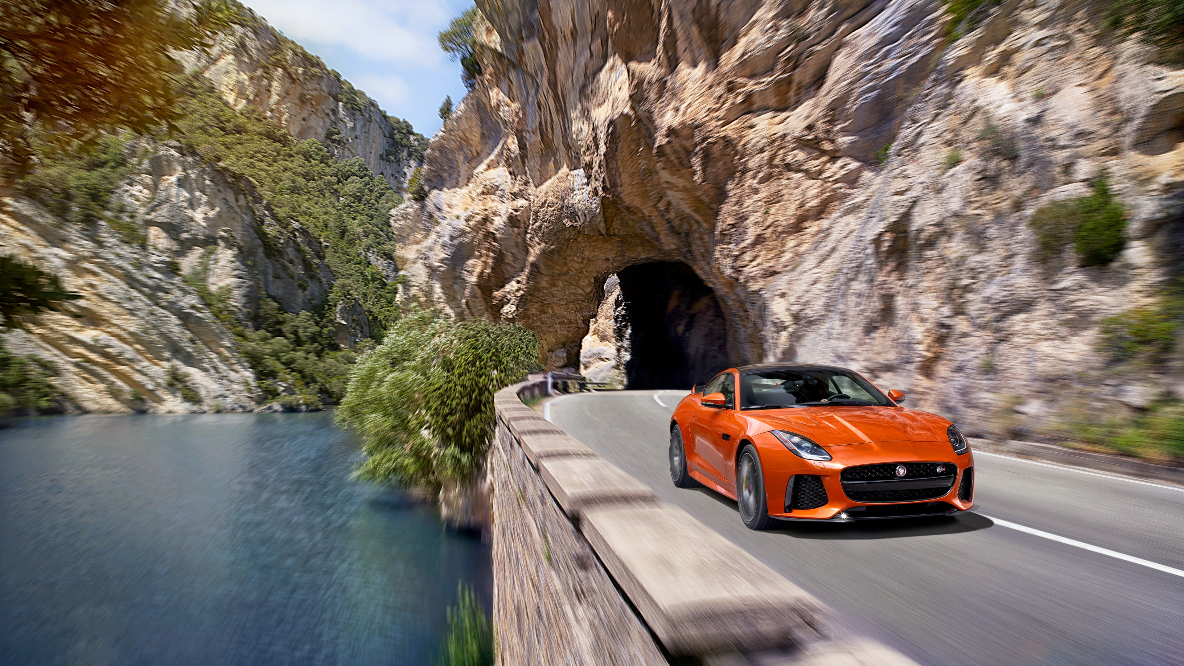 Jaguar F-Type SVR, Geneva Auto Show 2016, roadster, orange, HD Wallpaper