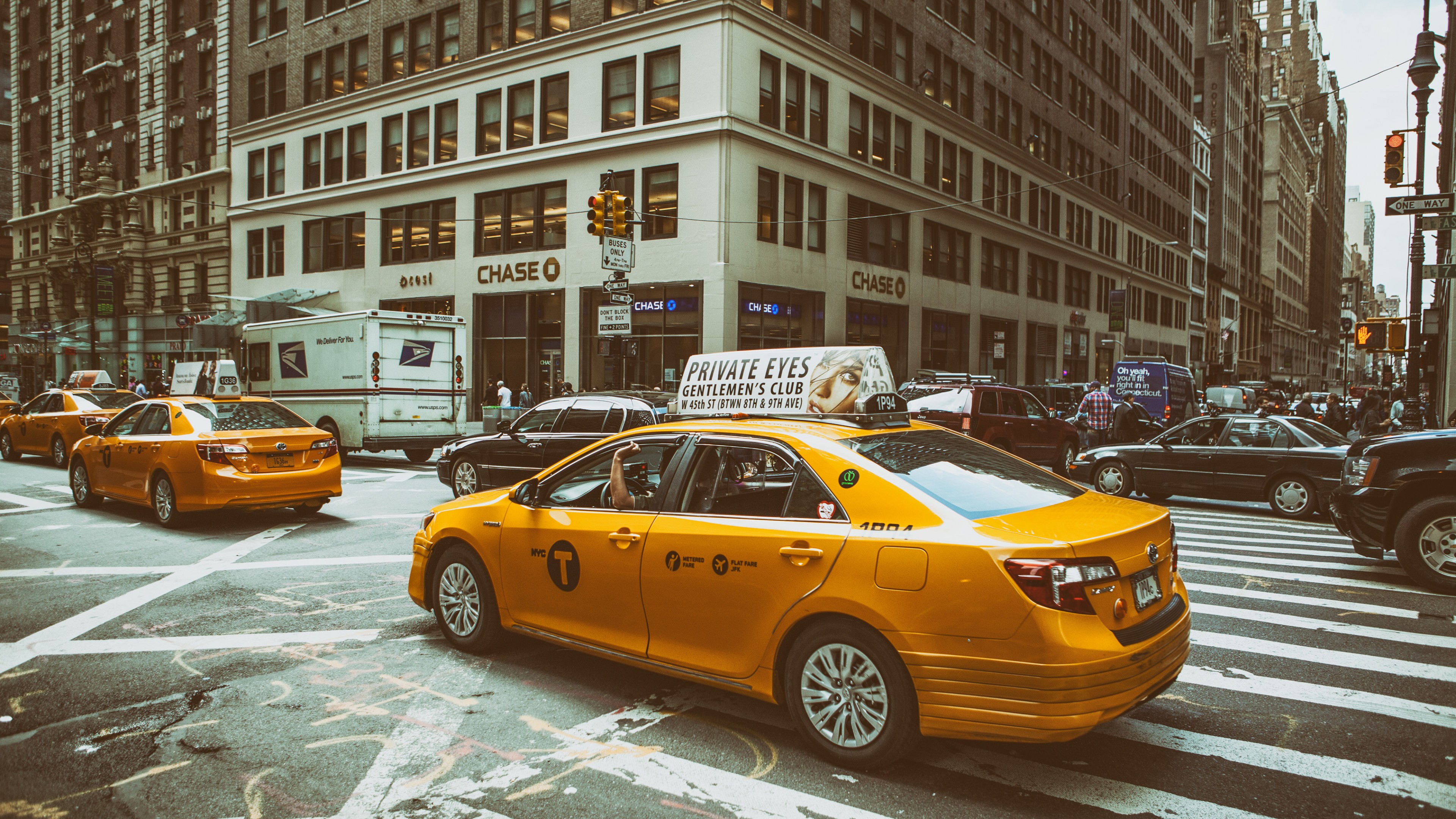 Midtown Manhattan, New York City, traffic, roads, cars, taxi, HD Wallpaper