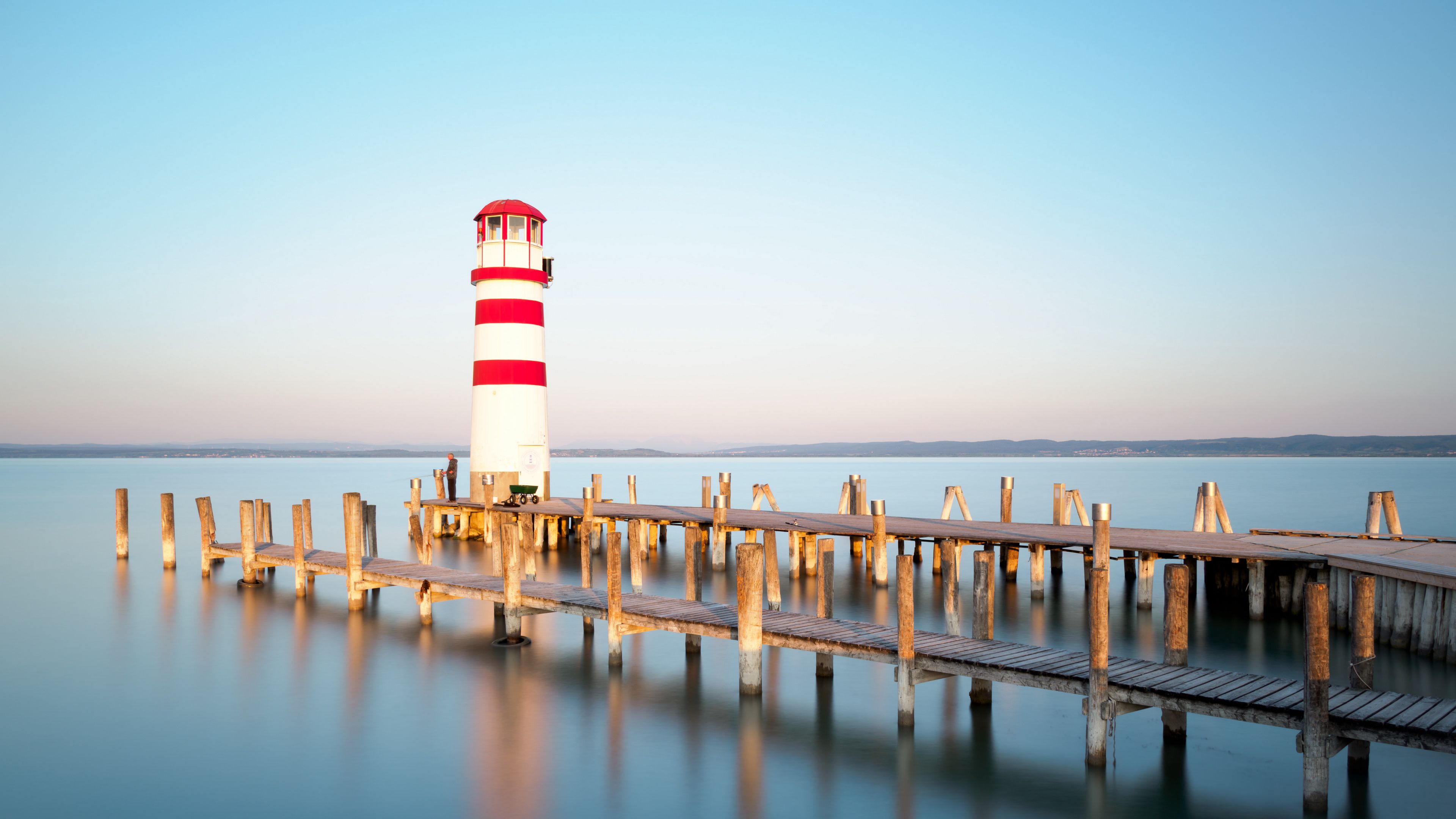 lighthouse, building, sea, pier, austria, 4k, HD Wallpaper