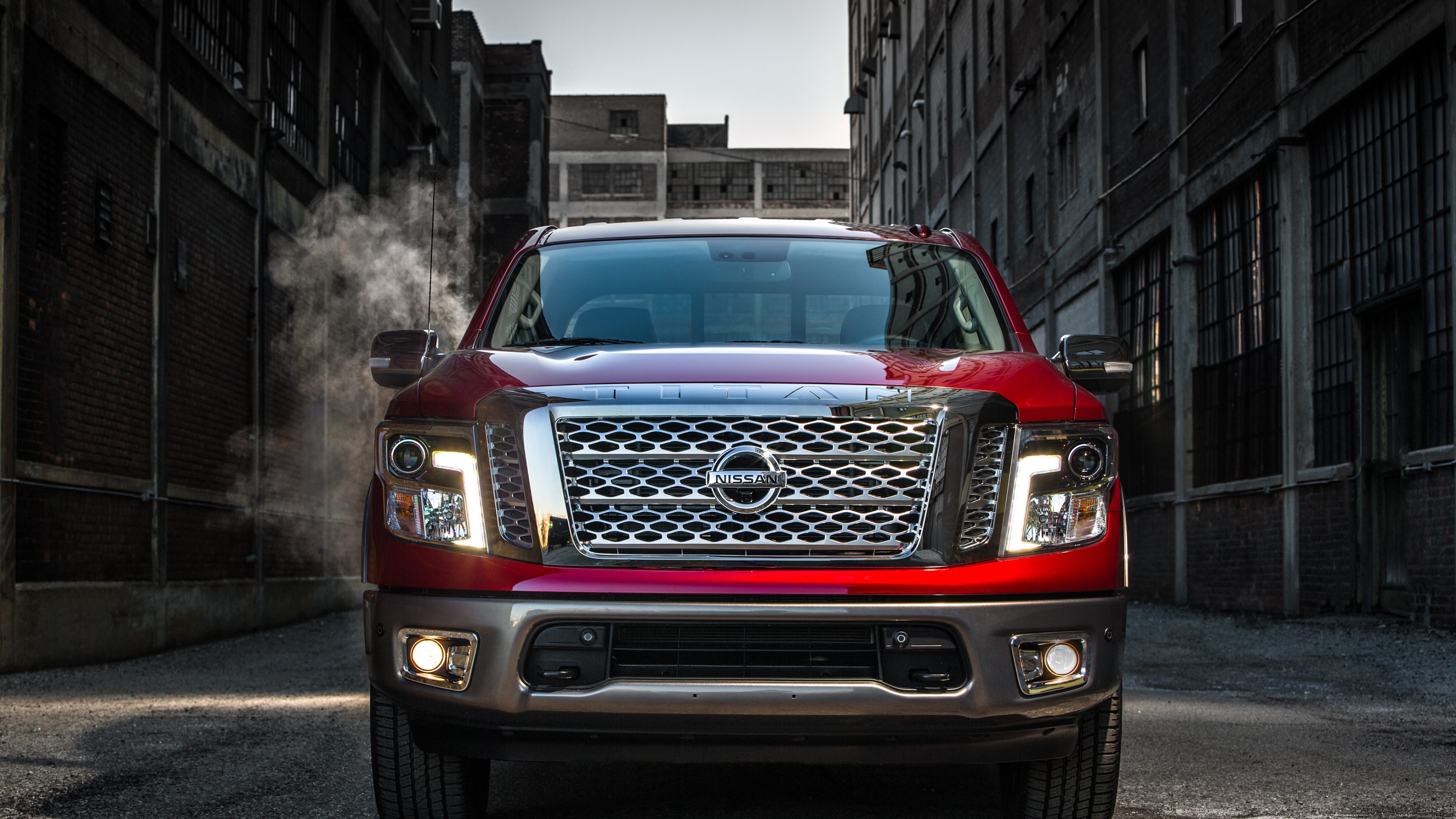 Nissan Titan Platinum, Chicago Auto Show 2016, off-road, red, HD Wallpaper