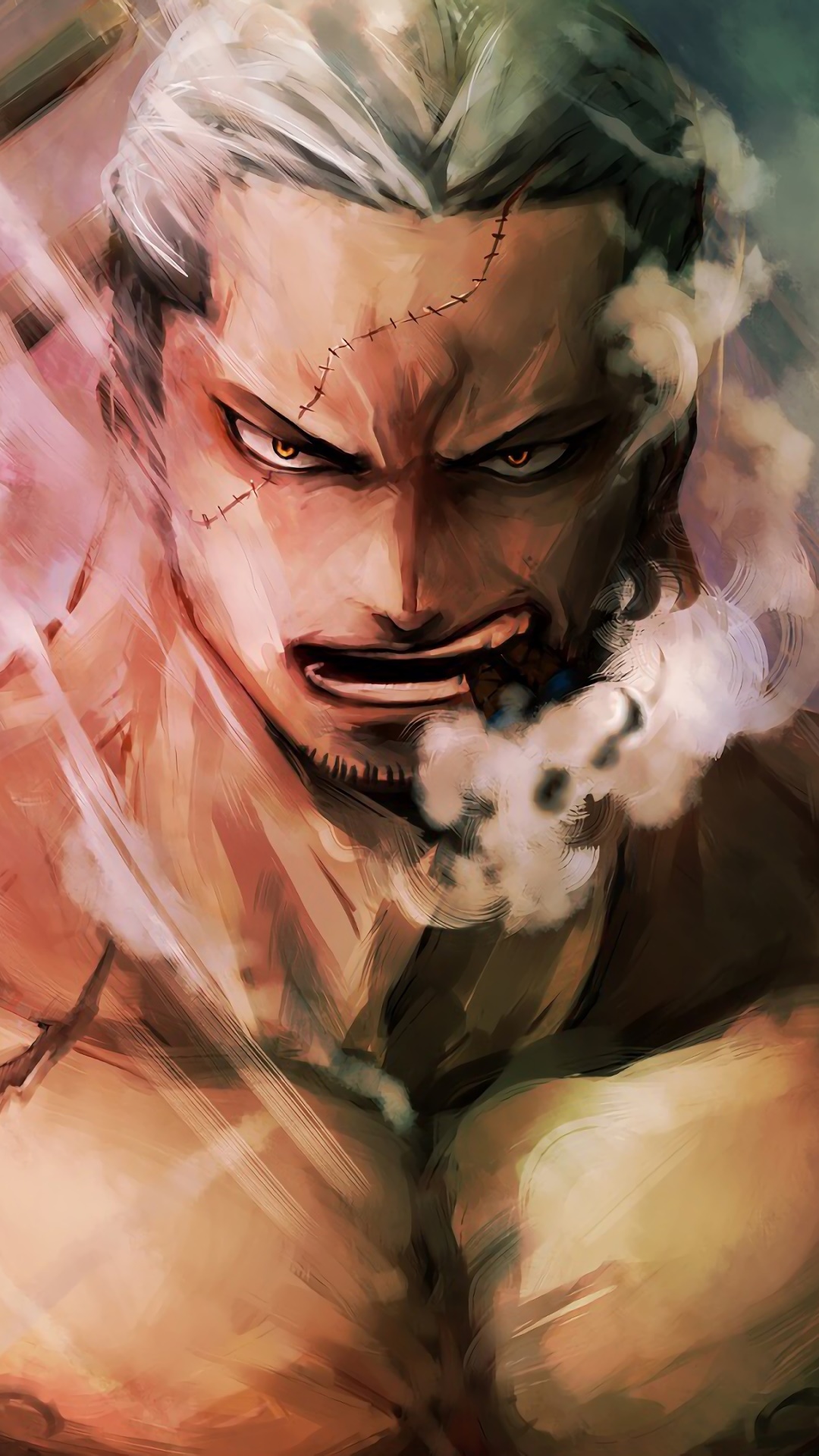 Anime One Piece, White Hair, Smoking, Cigar, Smoker (One Piece), 1080x1920, Phone HD Wallpaper