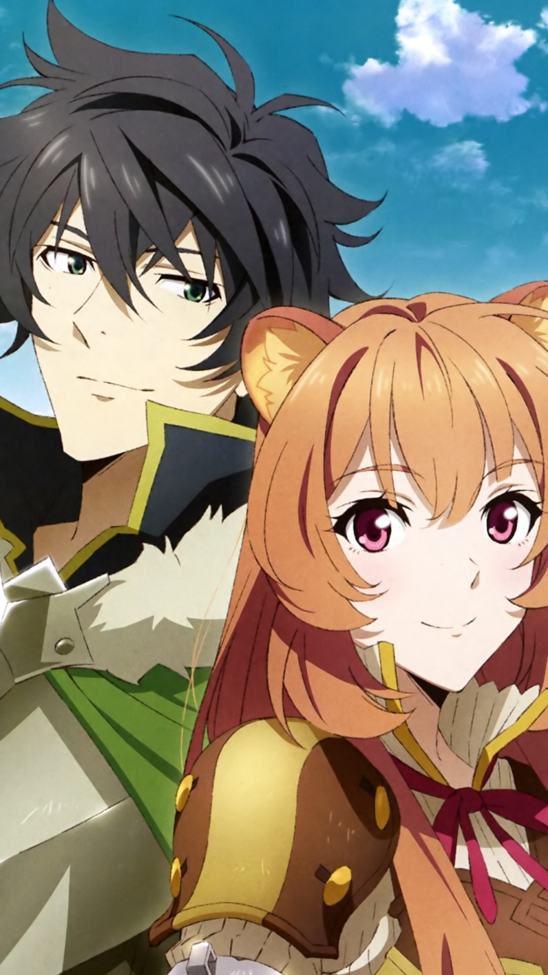Anime The Rising of the Shield Hero, Black Hair, Brown Hair, Naofumi Iwatani, Green Eyes, Raphtalia (The Rising Of The Shield Hero), 1080x1920, Phone HD Wallpaper