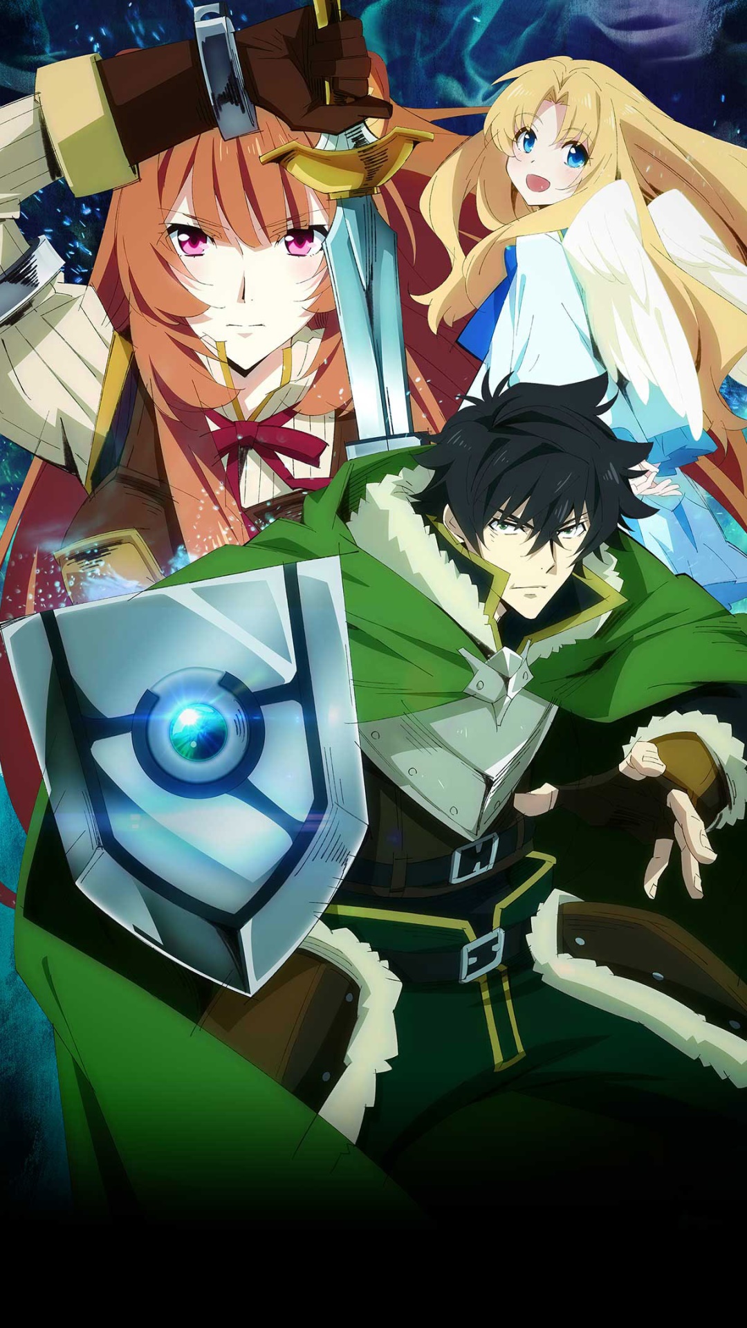 Anime The Rising of the Shield Hero, Filo (The Rising Of The Shield Hero), Naofumi Iwatani, Raphtalia (The Rising Of The Shield Hero), 1080x1920, Phone HD Wallpaper