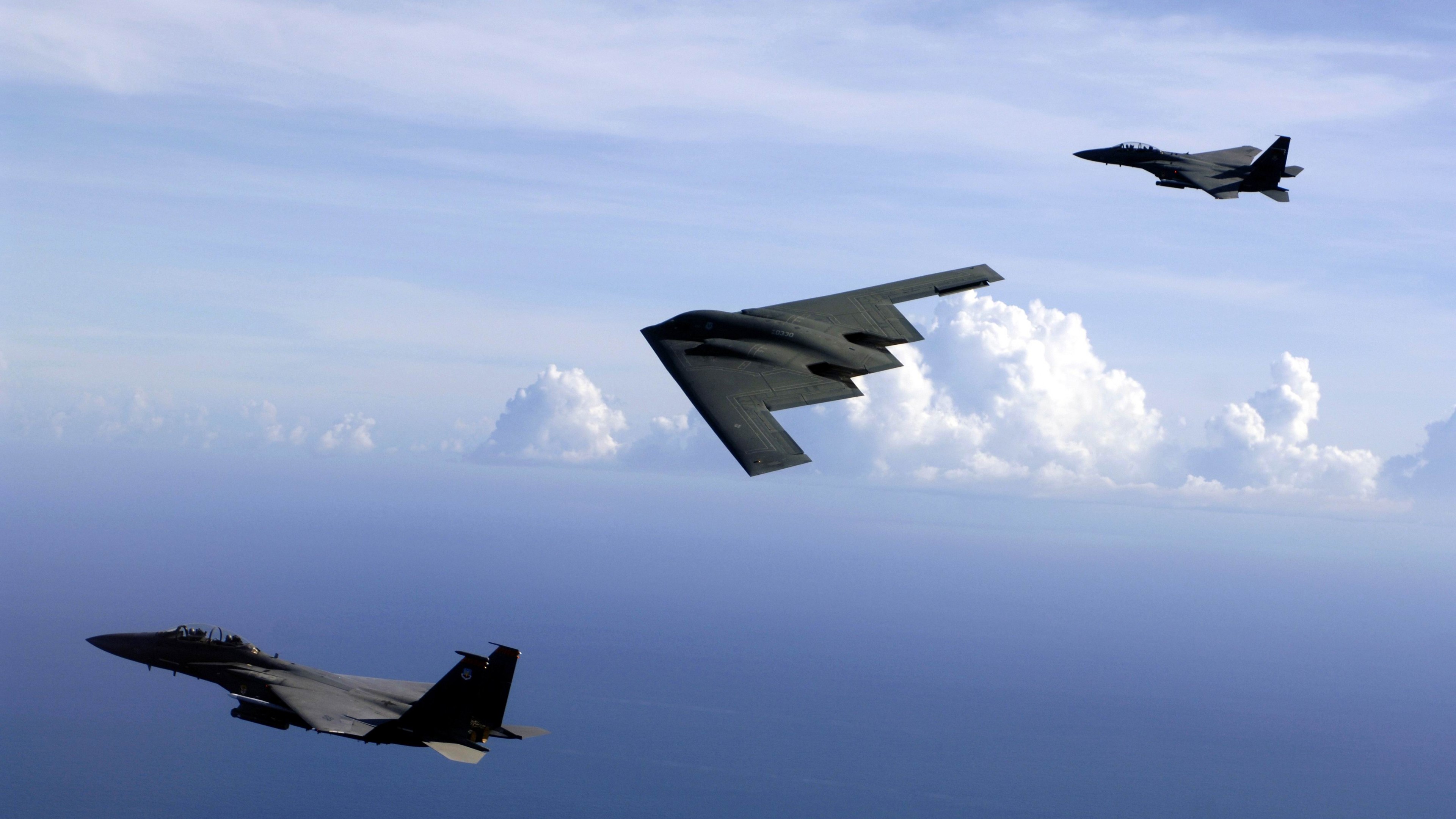 F 15E, B 2 Spirit, bomber, Aircraft, U.S. Air Force, HD Wallpaper