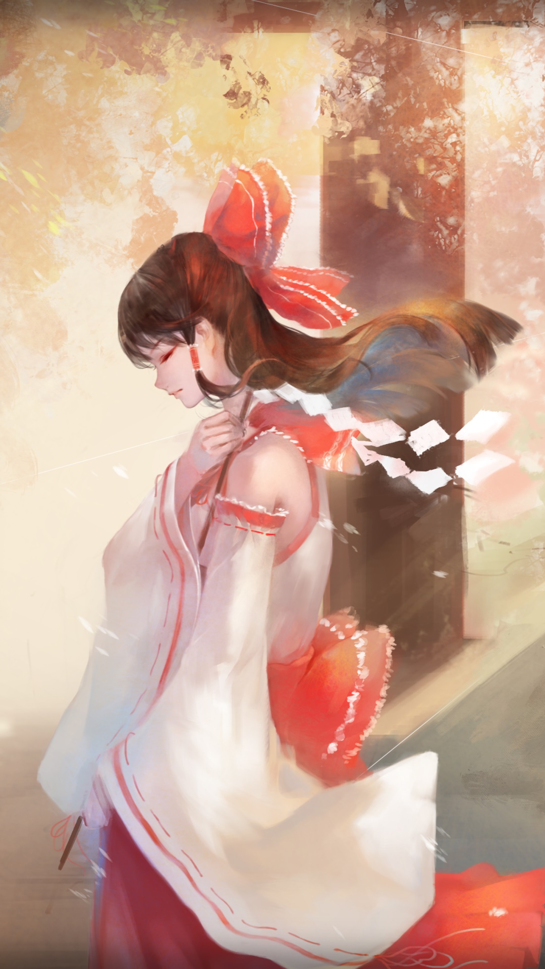 Anime Touhou, Reimu Hakurei, 1080x1920, Phone HD Wallpaper
