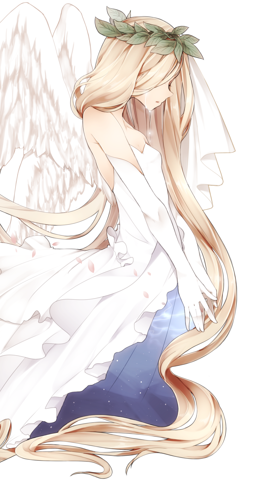 Anime Angel, Glove, Long Hair, Blonde, Wings, 1080x1920, Phone HD Wallpaper