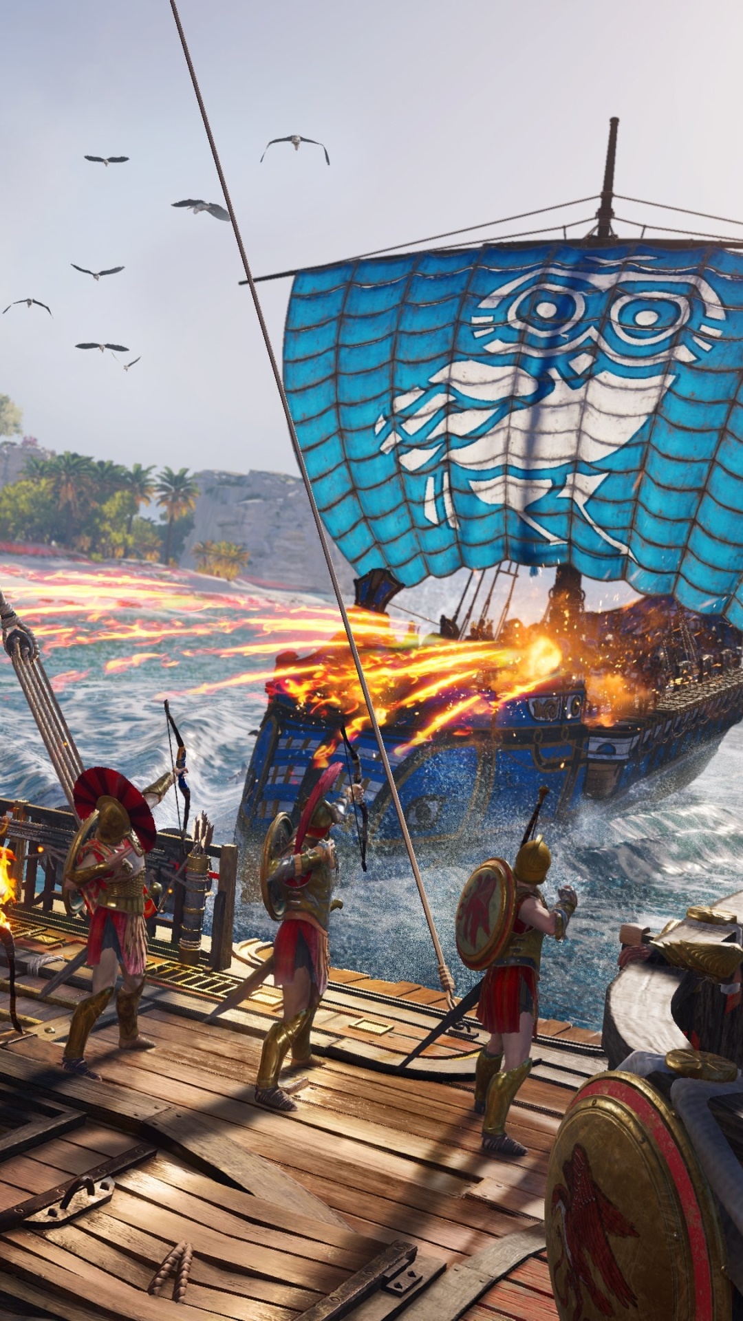 Video Game Assassins Creed Odyssey, Ship, Spartan, Archer, 1080x1920, Phone HD Wallpaper