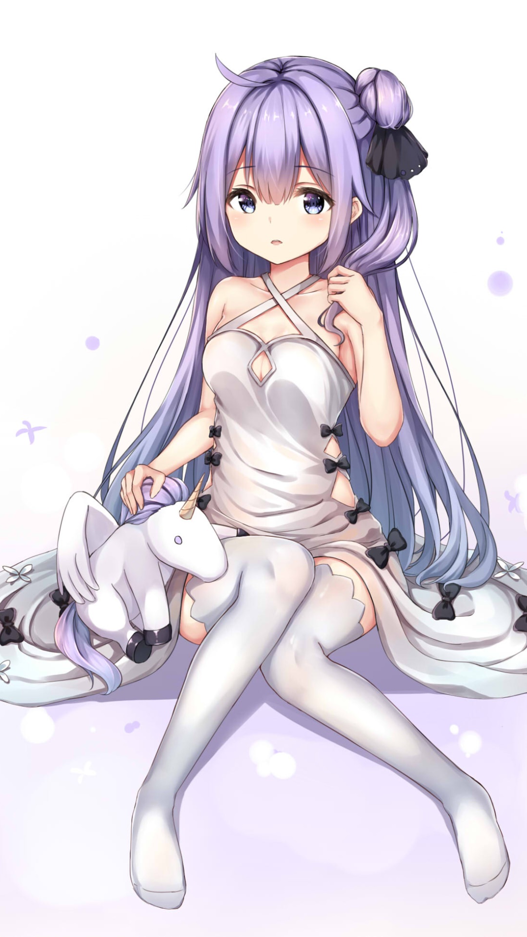 Anime Azur Lane, Blue Eyes, Long Hair, Dress, Purple Hair, Thigh Highs, 1080x1920, Phone HD Wallpaper
