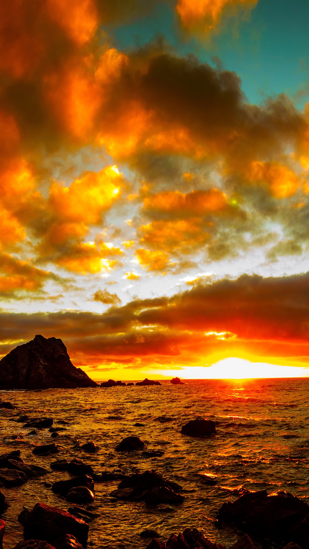 Earth Sunset, Cloud, Horizon, Earth, Orange (Color), Ocean, 1080x1920, Phone HD Wallpaper