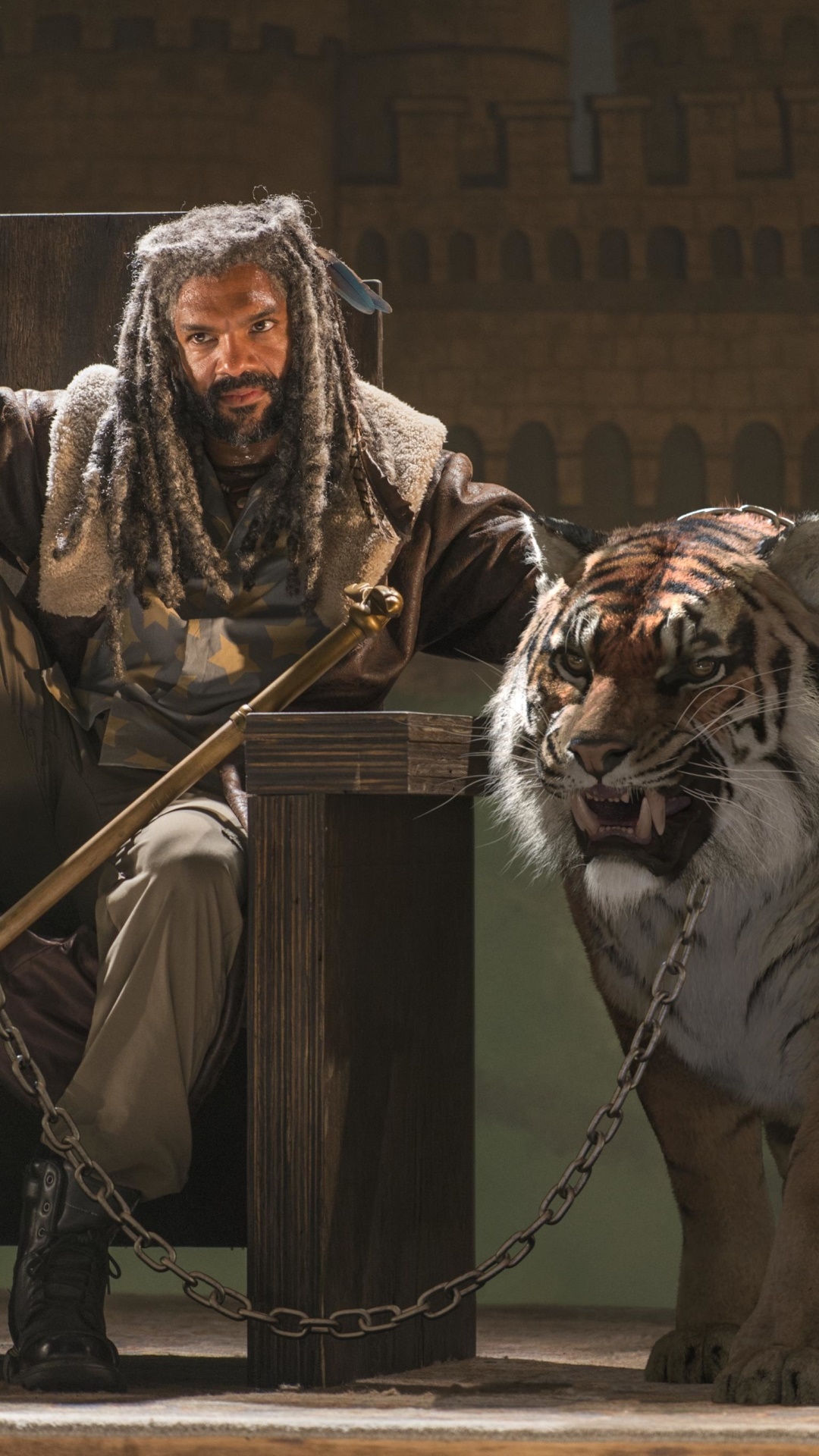 TV Show The Walking Dead, Tiger, Ezekiel (The Walking Dead), Shiva (The Walking Dead), 1080x1920, Phone HD Wallpaper